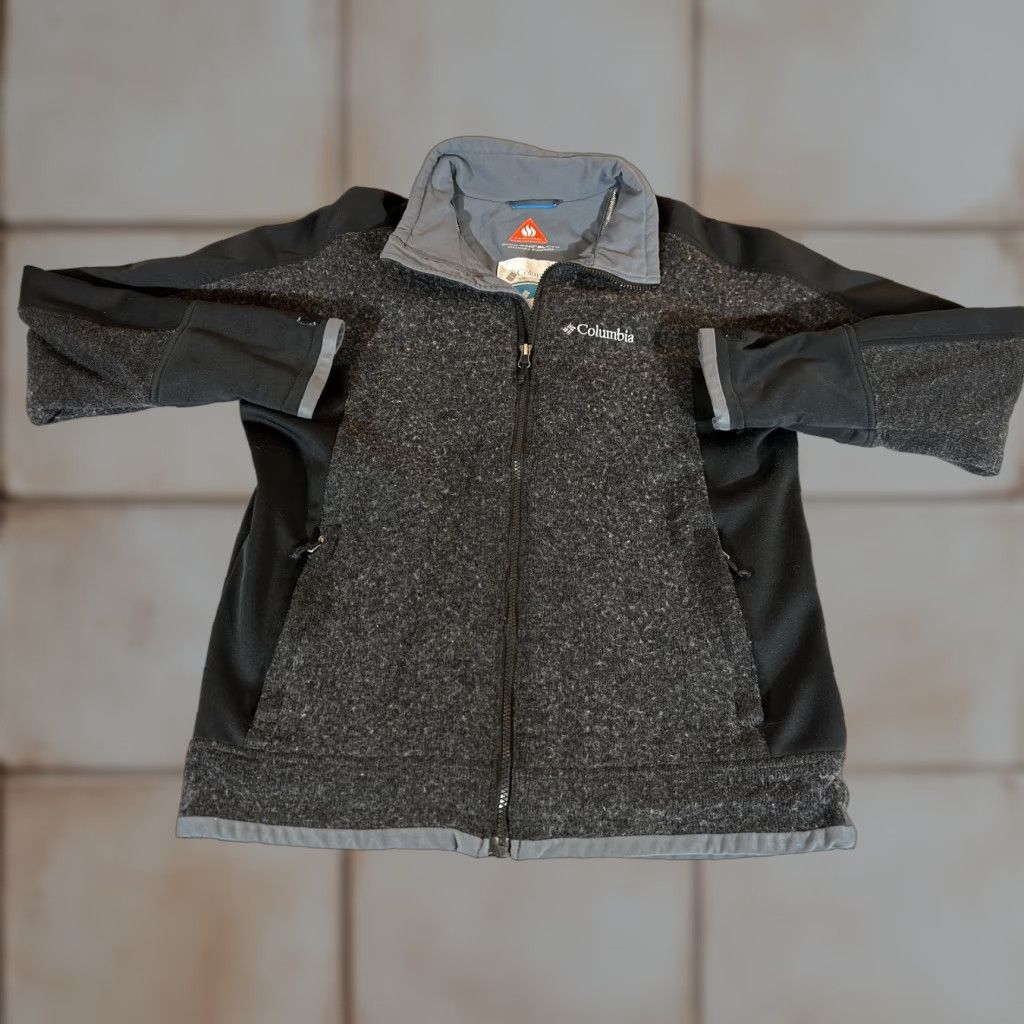 Vintage Columbia Jacket Mens Medium Wool Blend Softshell Omni-Heat Omni-Wind Gray Flecked Zipped Pockets Full Zip Outdoor Activewear Casual Travel Mens Size US M / EU 48-50 / 2 - 1 Thumbnail