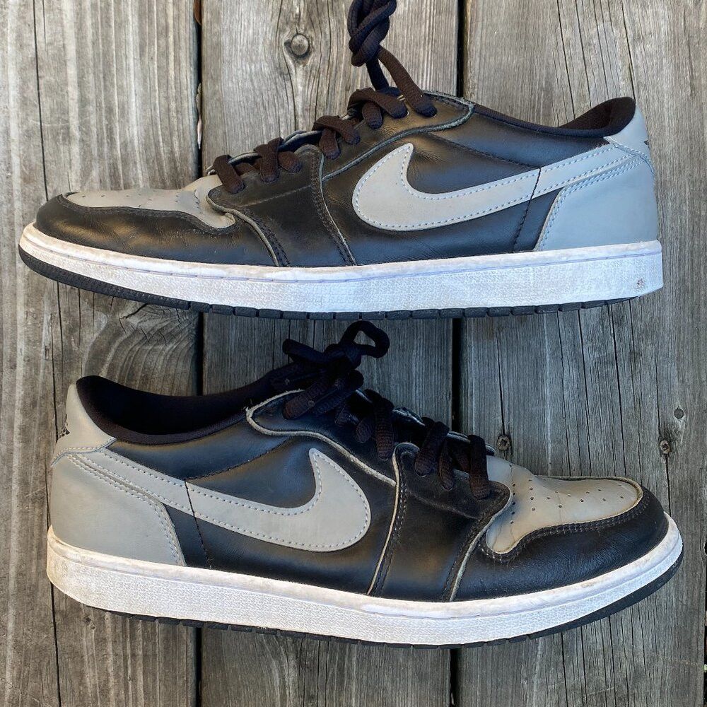 Jordan Brand 2015 Nike Air Jordan 1 Retro OG Low Shadow Grey Black Leath Size US 12 / EU 45 - 1 Thumbnail