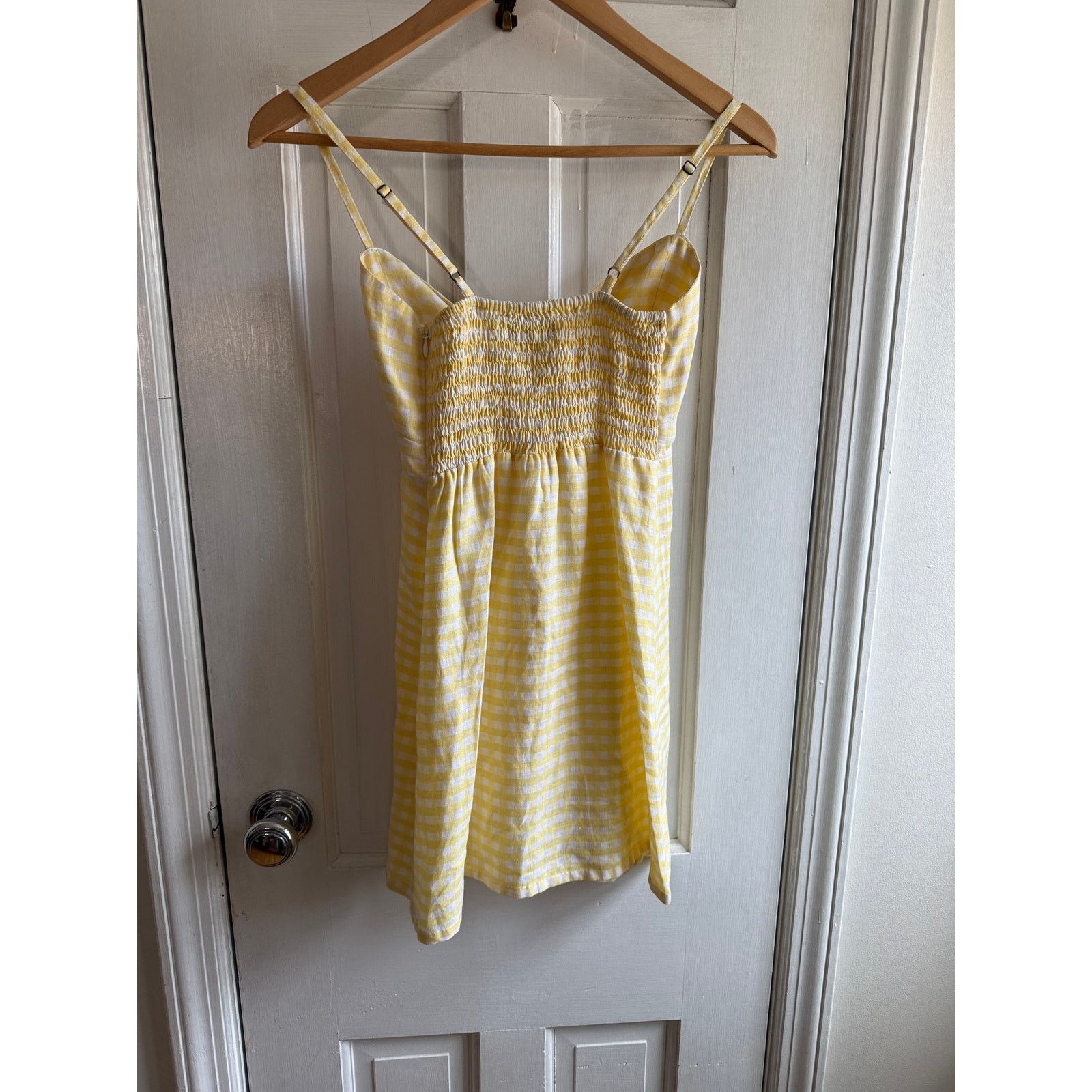 FAITHFULL Faithfull The Brand Mini Dress - Yellow Gingham 100% Linen Size XS / US 0-2 / IT 36-38 - 4 Thumbnail