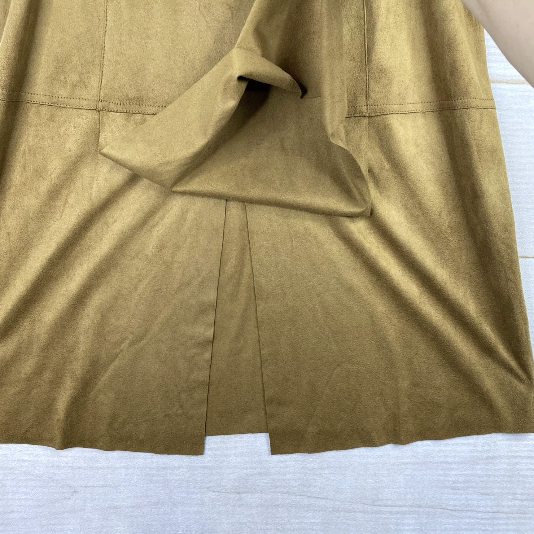 Vintage VINTAGE Max Studio Skirt Womens L Brown Faux Suede Pencil Pull On Stretch NWT Knee Length 90s Size 36" / US 14 / IT 50 - 2 Thumbnail