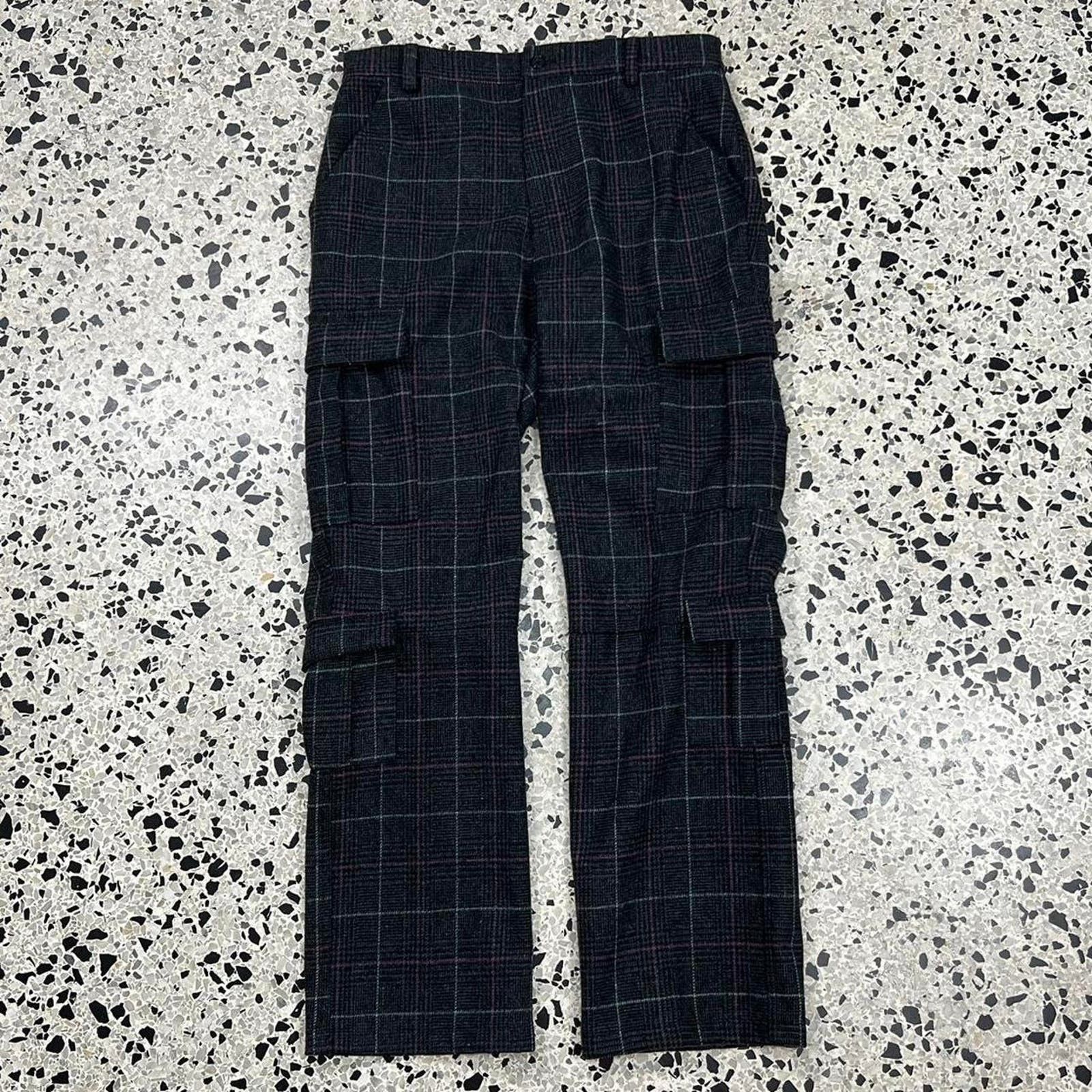 image of Guess Originals Wool Plaid Cargo Pants in Black, Men's (Size 30)