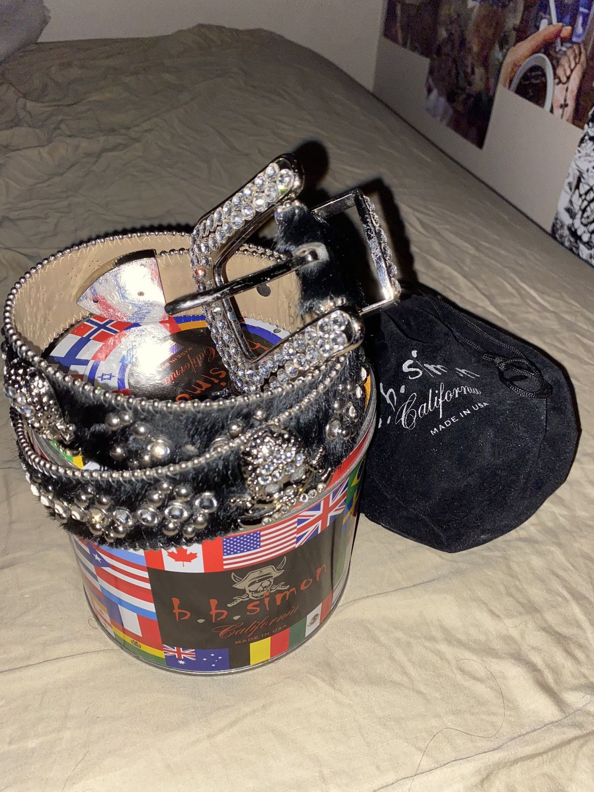 B.B. Simon BB SIMON DEADSTOCK PONY FUR SKULL BELT Size 38 - 5 Thumbnail