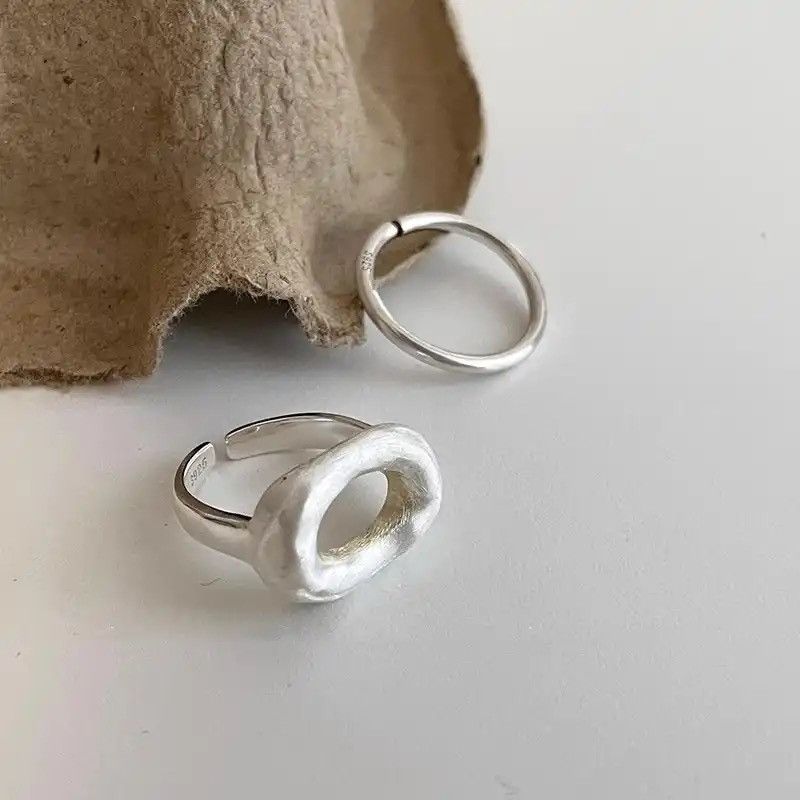 Jewelry × Sterling Silver × Vintage 925 Sterling Silver Simple Hollow Rings Size ONE SIZE - 6 Thumbnail