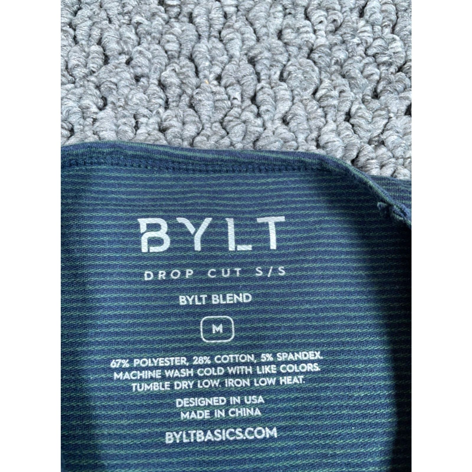 Vintage BYLT T-Shirt Mens Adult Medium Gray Striped Pattern Curved Hem Blend Cotton Polyester Spandex Size US M / EU 48-50 / 2 - 3 Thumbnail