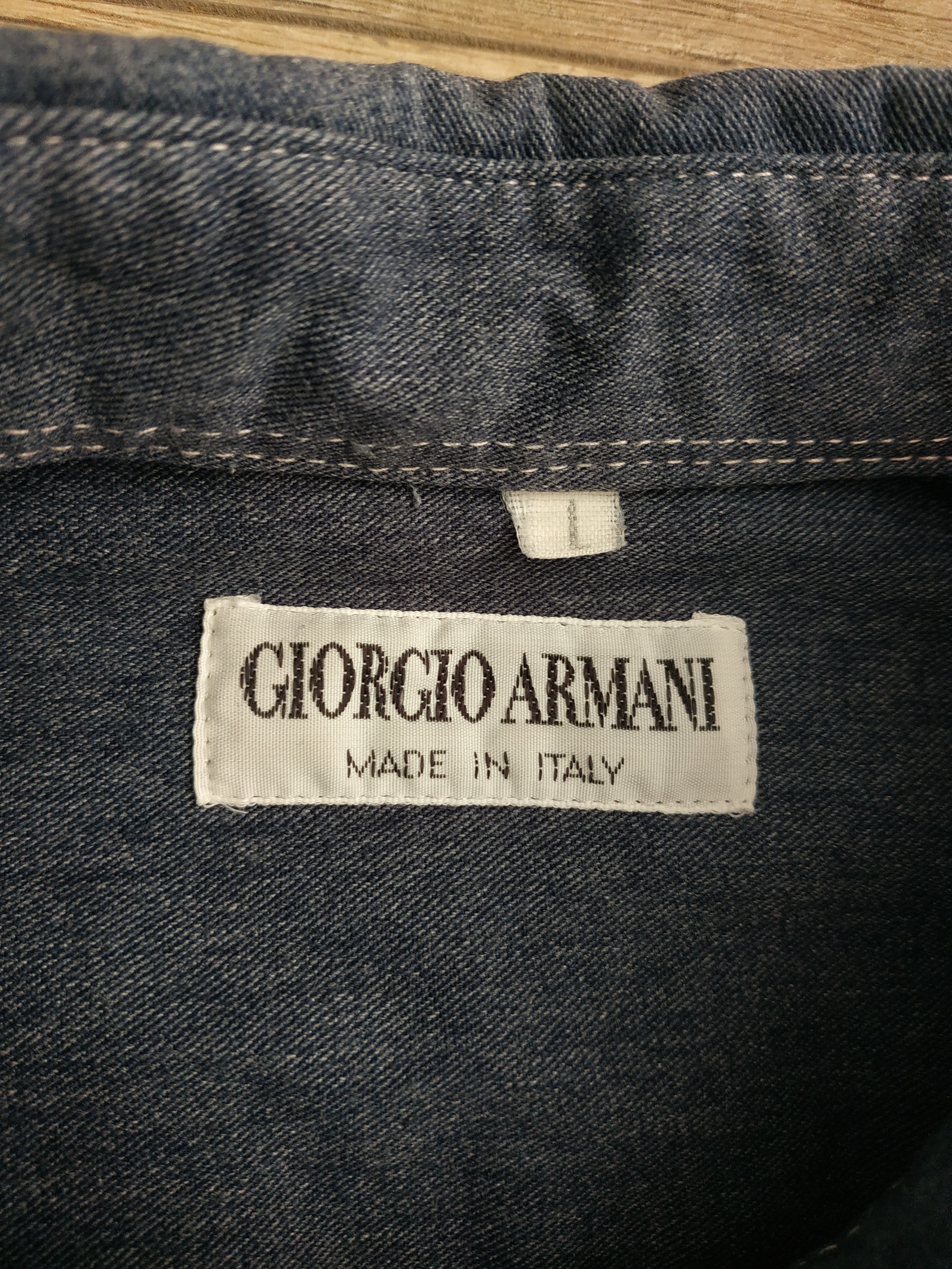 Giorgio Armani Armani Men's Vintage 80's Denim Button Up Shirt, s. LARGE Size US L / EU 52-54 / 3 - 10 Thumbnail