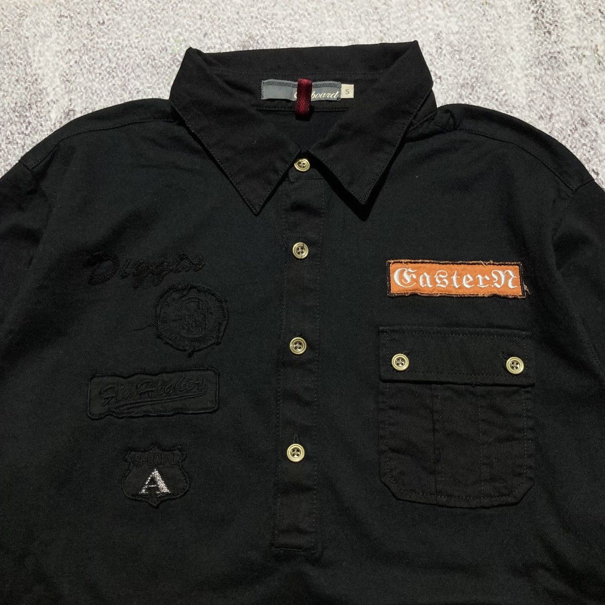 Japanese Brand 2000s On Board Patch Logo Halfbutton Shirt Gothic Punk Style Size US S / EU 44-46 / 1 - 3 Thumbnail