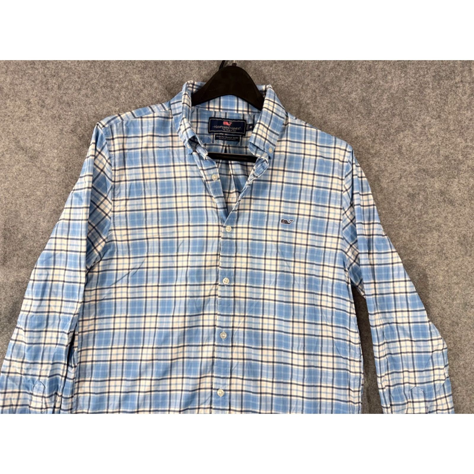 Vineyard Vines Vineyard Vines Whale Shirt Mens M White Blue Plaid Slim Fit Stretch Button-Down Size US M / EU 48-50 / 2 - 3 Thumbnail