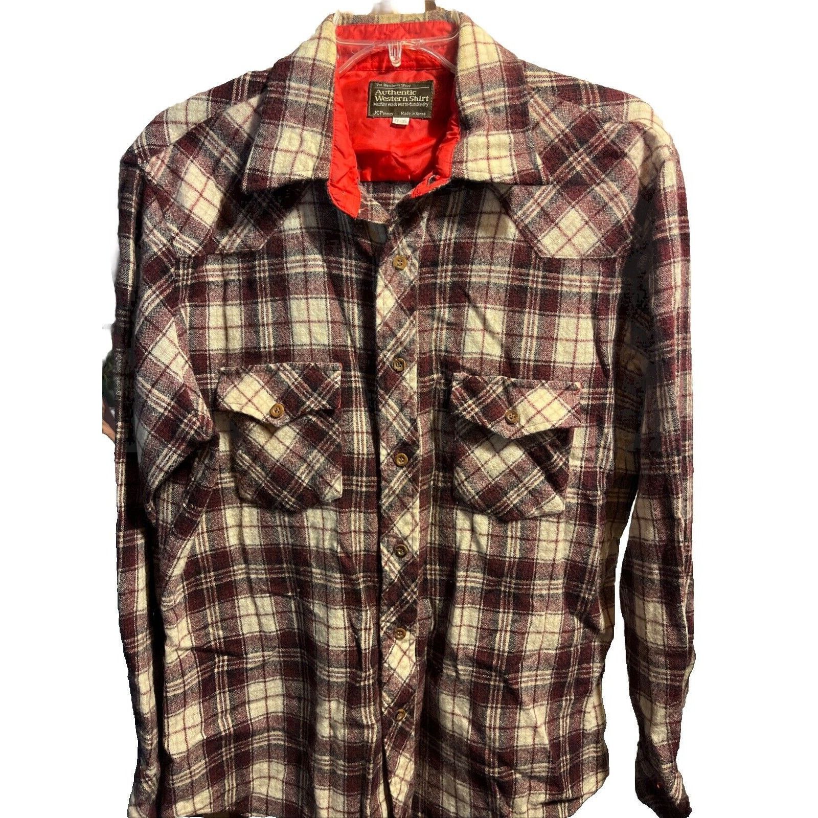 JCPenney JCPenny The Western Shop Men’s Wool Shirt 17 17-35 Flannel Size US L / EU 52-54 / 3 - 1 Thumbnail