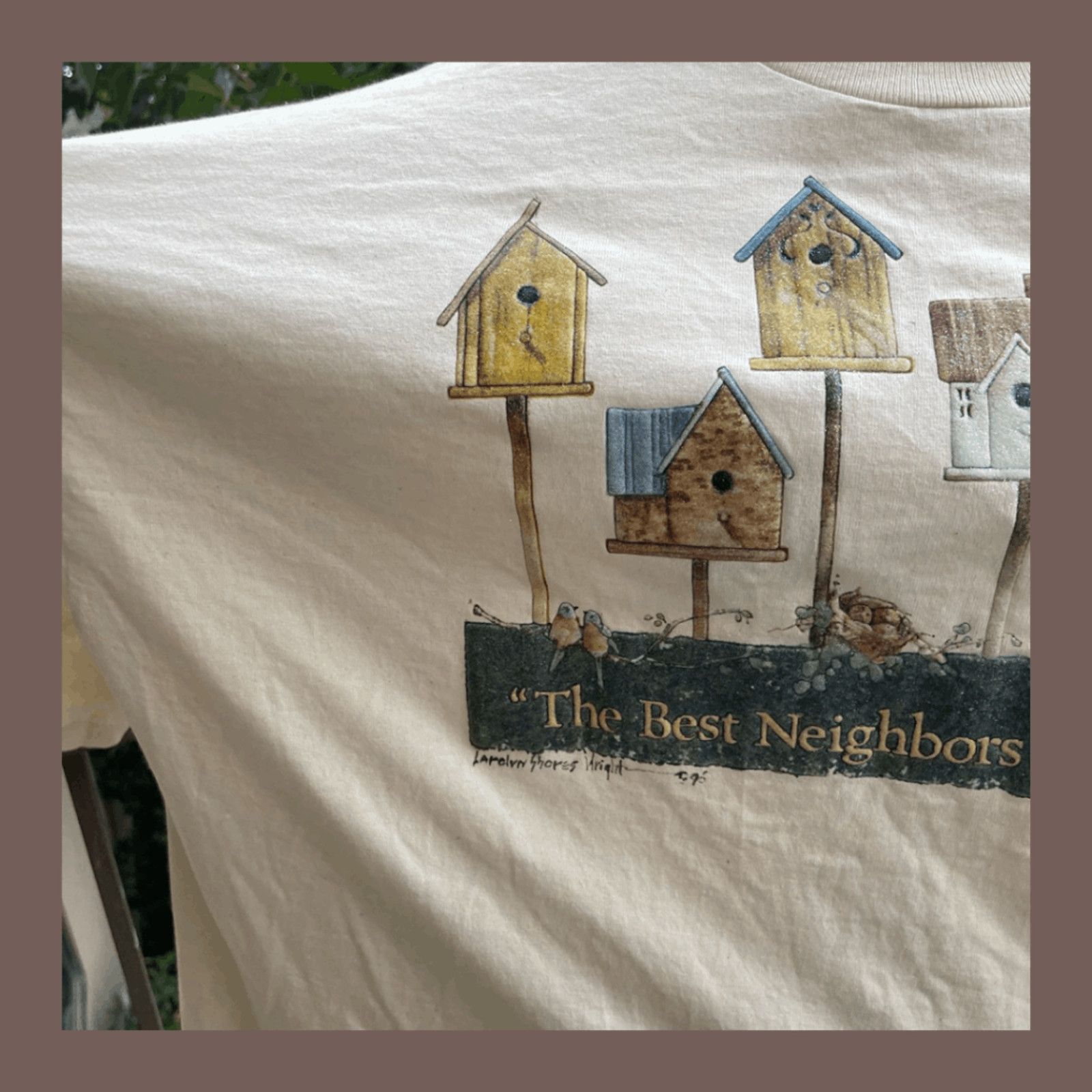 Jerzees × Vintage VTG Graphic Tee Jerzees Birdhouse Print Cream 90s Grannycore Size XXL / US 16-18 / IT 52-54 - 6 Thumbnail