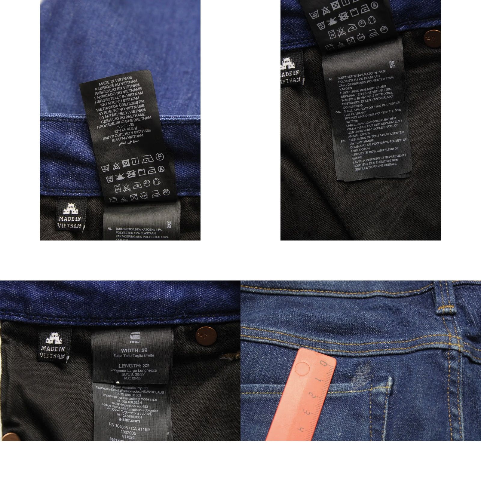 G-Star G-STAR 3301 Contour High Skinny Jeans Women's W29/L32 Stretch Whiskers Zip Fly Dark Blue Size 29" - 8 Thumbnail