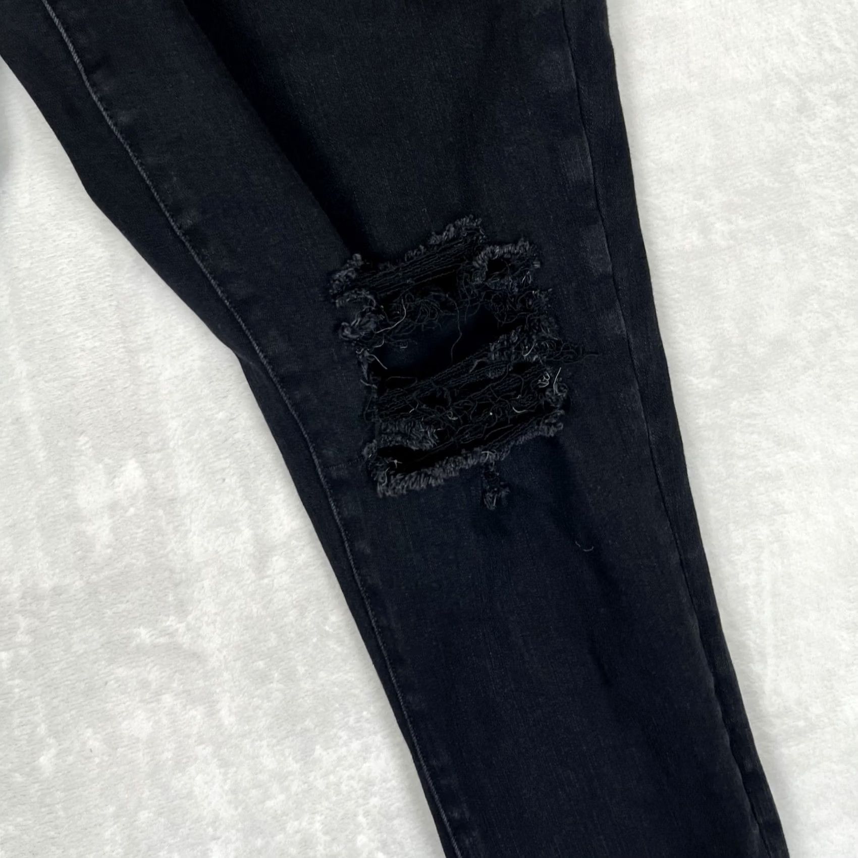 American Eagle Outfitters American Eagle Outfitters Hi-Rise Jegging Black Jeans Women 14 Regular Stretch Distress Denim 28.5in Inseam 5-Pocket Size 36" / US 14 / IT 50 - 4 Thumbnail