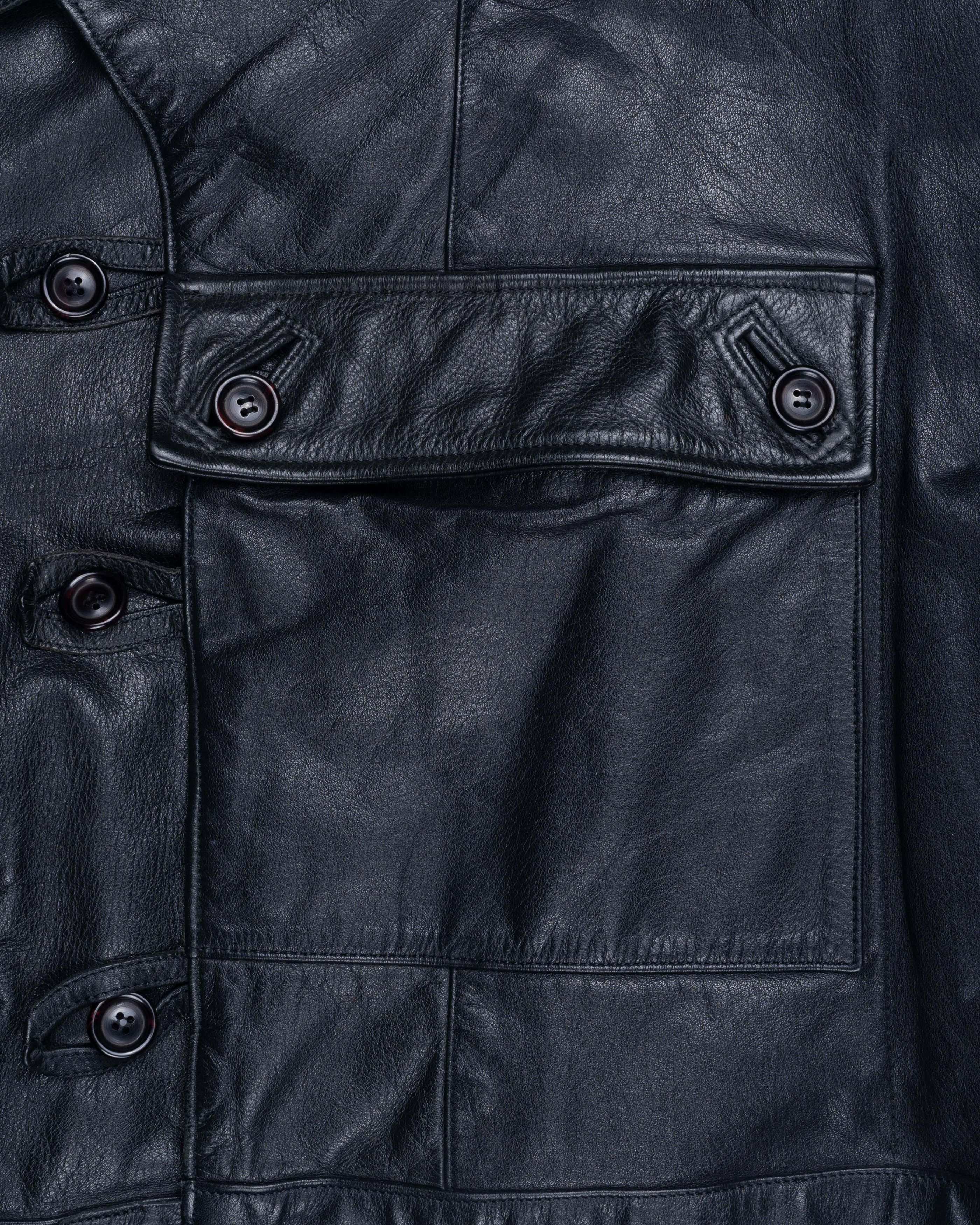 Vintage Swedish Army Leather Pocket Motorcycle Jacket Size US M / EU 48-50 / 2 - 4 Thumbnail