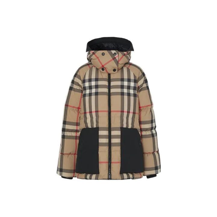 Burberry Burberry Beige Check Padded Jacket with Removable Hood 0079 Size L / US 10 / IT 46 - 1 Thumbnail