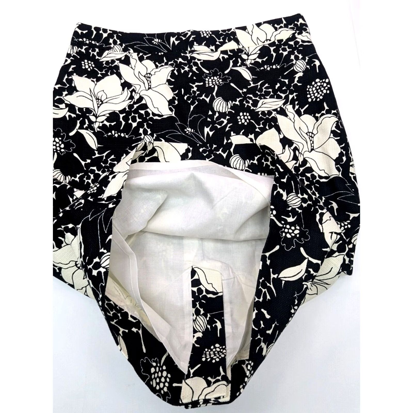 J.Crew VINTAGE J.CREW The Pencil Skirt Women 00 Floral White Cotton B8203 (Rearranged) Size 24" / US 00 / IT 34 - 7 Thumbnail