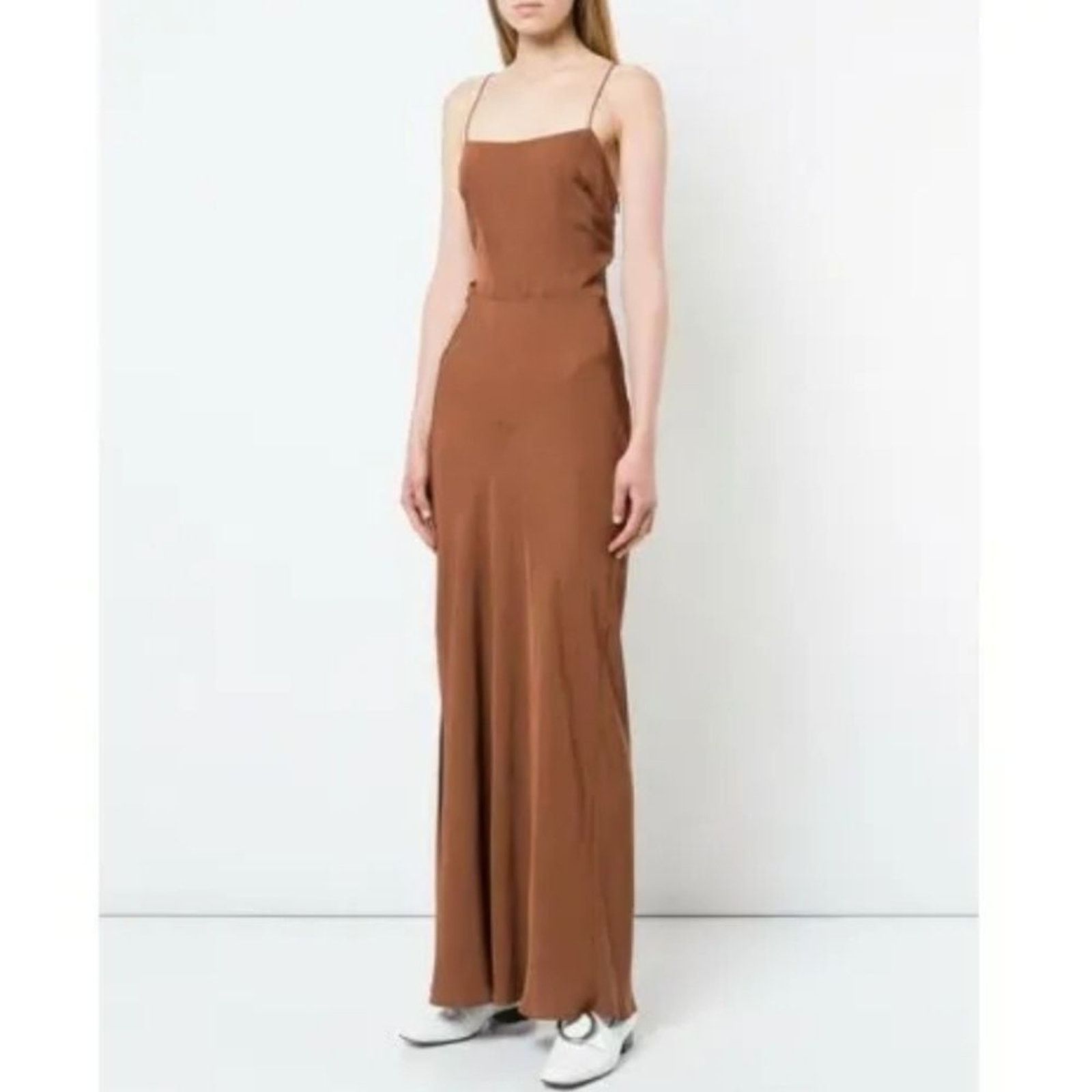 Jason Wu Jason Wu Brown Slinky Twill Strappy Slip Cocktail Maxi Dress Size XS / US 0-2 / IT 36-38 - 1 Thumbnail
