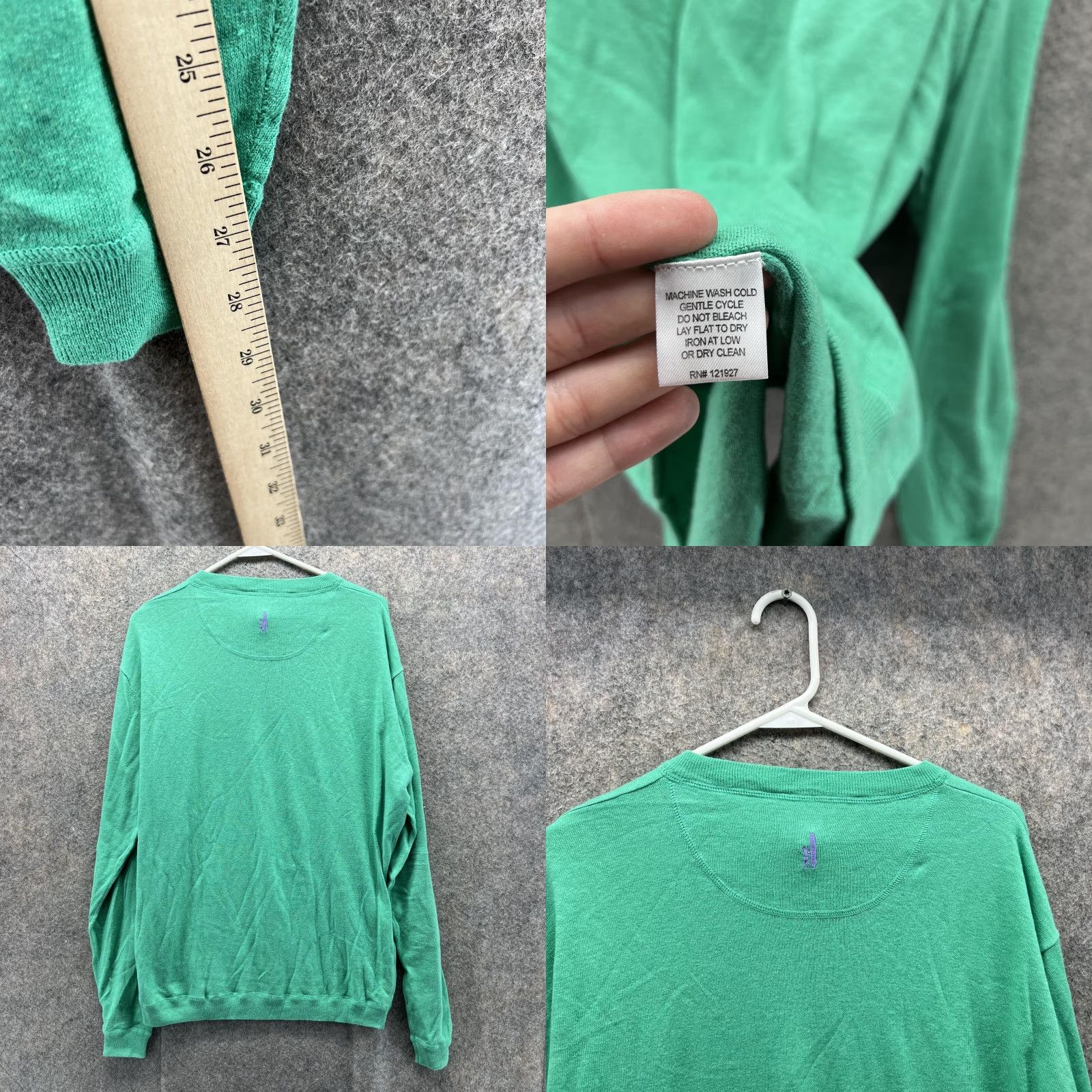 johnnie-O Johnnie O Sweater Men XL Cotton Fleece V-Neck Pullover Knit Long Sleeve Blue Logo Size US XL / EU 56 / 4 - 8 Thumbnail