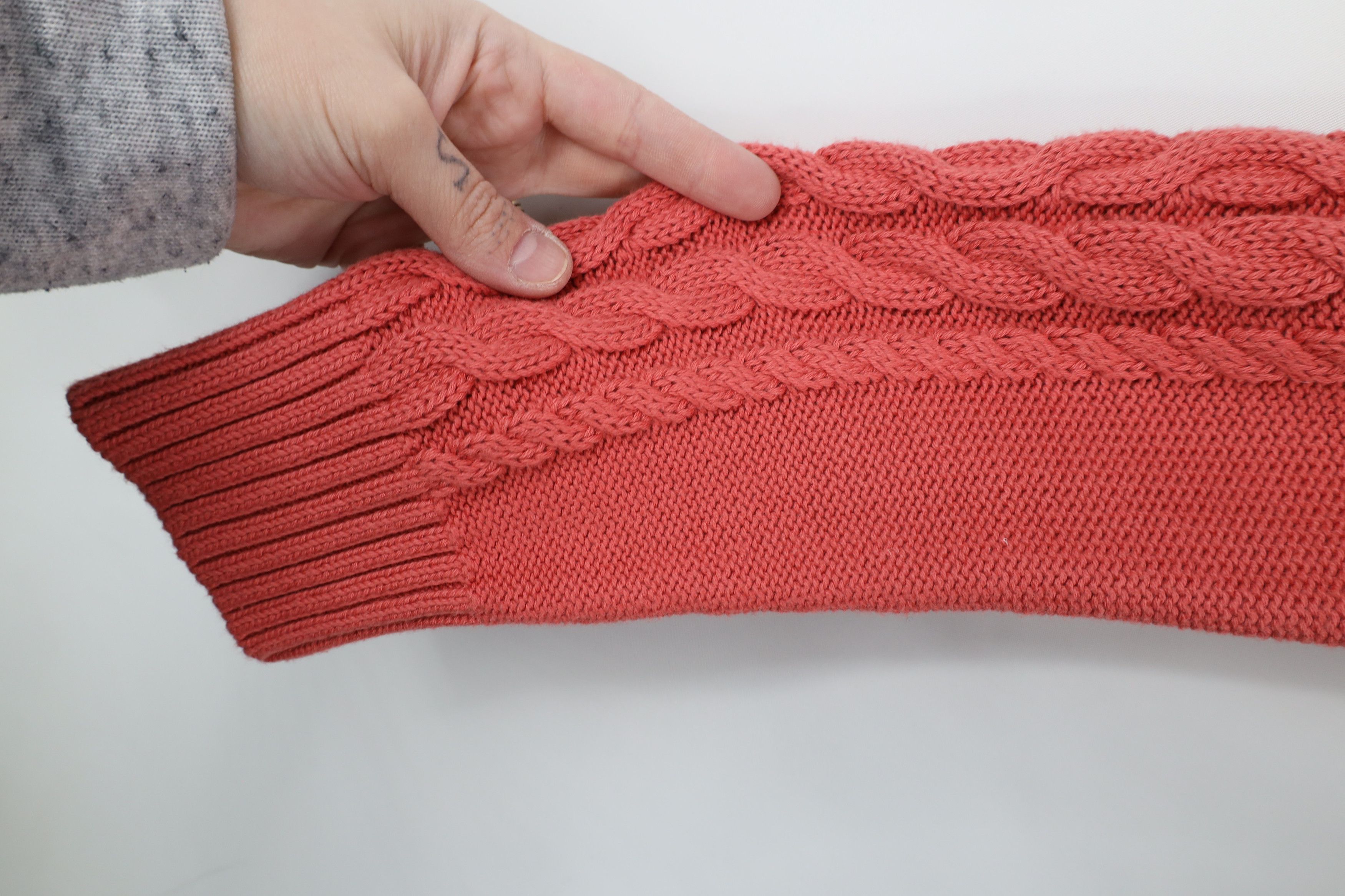 L.L. Bean × Vintage Vintage LL Bean Chunky Cable Knit Full Zip Sweater Salmon Size L / US 10 / IT 46 - 4 Thumbnail