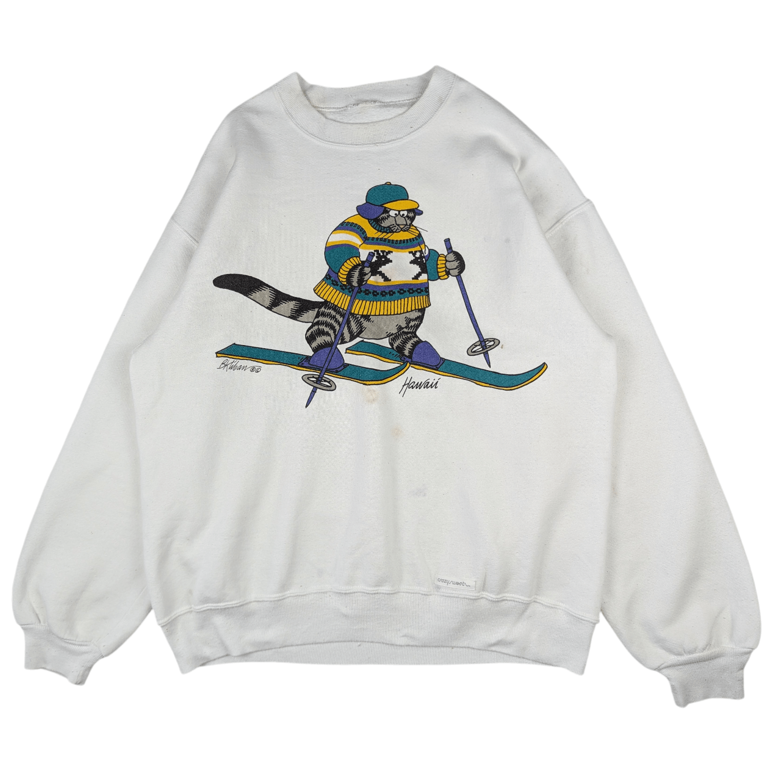 Vintage Vintage 90's CRAZY SHIRTS Cat Snowboard Crewneck Sweatshirt Size US L / EU 52-54 / 3 - 3 Thumbnail