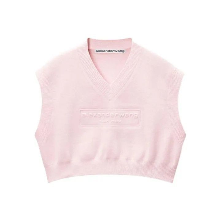 Alexander Wang Alexander Wang V-Neck Cropped Vest in Ballet Pink - Size XS / US 0-2 / IT 36-38 - 1 Thumbnail