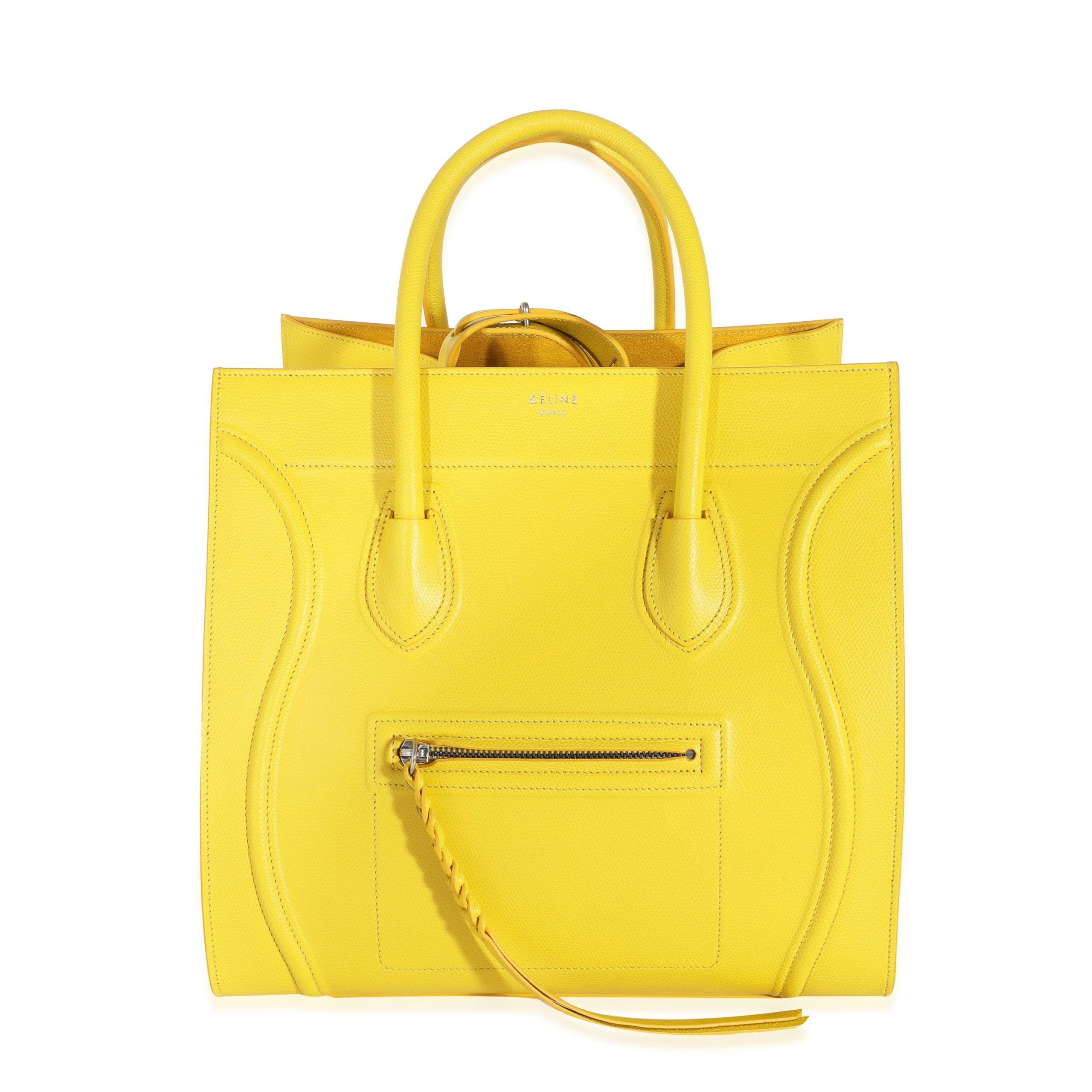 image of Celine Yellow Leather Phantom Tote, Women's