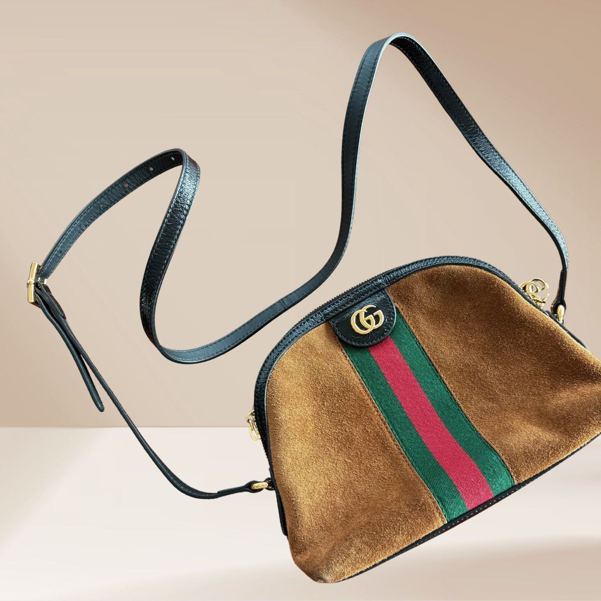 Gucci Gucci Ophidia Small Shoulder Bag – Suede with Web Stripe Size ONE SIZE - 3 Thumbnail