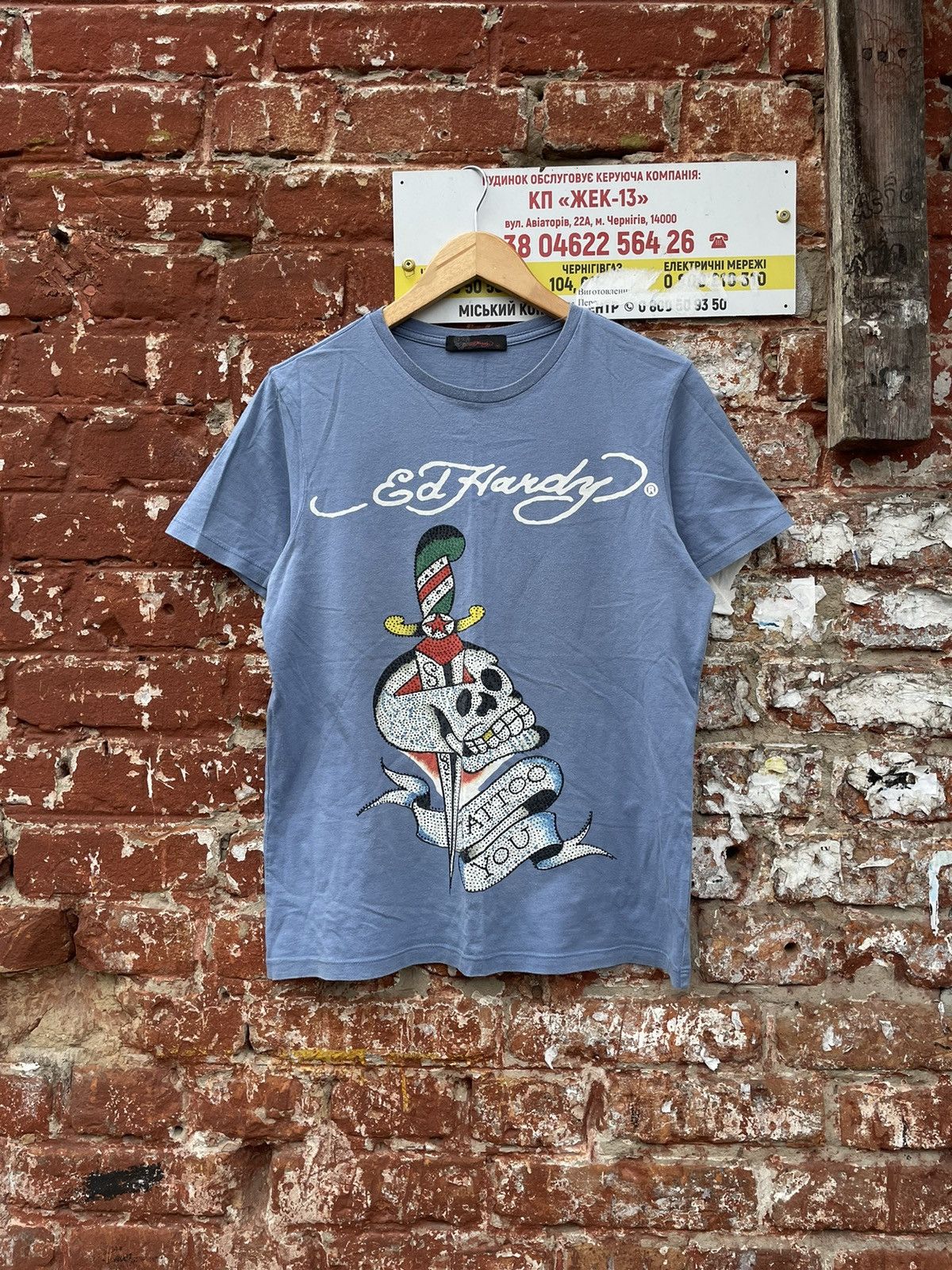 Ed Hardy × Japanese Brand Vintage Ed Hardy Rhinestones Tattoo You Y2K T Shirt Size US M / EU 48-50 / 2 - 1 Thumbnail