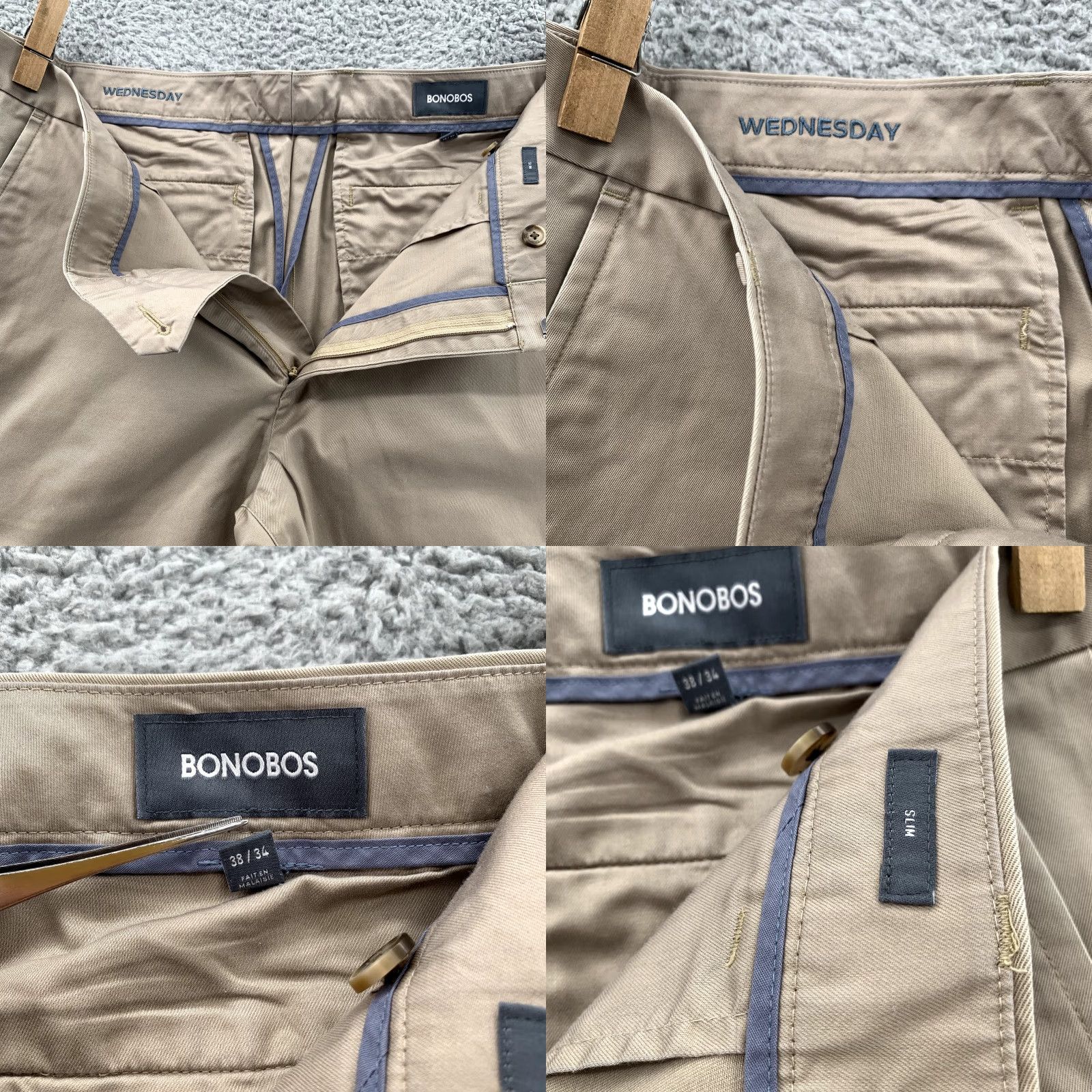 Bonobos Bonobos Chino Pants 38x33 Khaki - Bonobos Weekday Warrior / Chino / Regular / Beige / 90s Preppy Office Travel Business Casual Mens Size US 38 / EU 54 - 8 Thumbnail