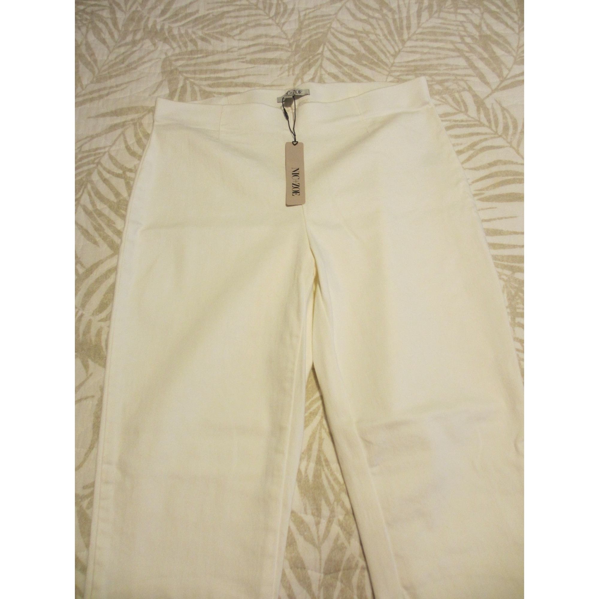 NIC+ZOE Nic+Zoe Womens Size 8 Cream Pants Slim Fit Stretchy NWT Size 30" / US 8 / IT 44 - 4 Thumbnail