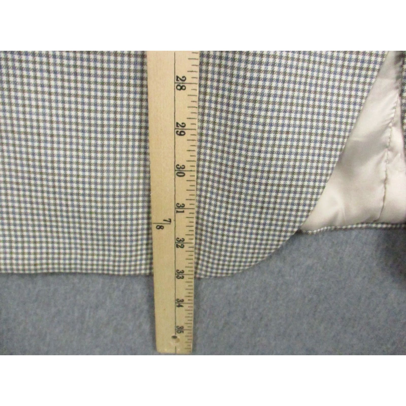 Peter Millar Peter Millar Blazer Mens 44T Gray Blue Brown Wool Check Sport Coat Casual Formal Wedding Tailored 2 Piece Notch Lapel Two-Button Long Felted? Size 44R - 3 Thumbnail