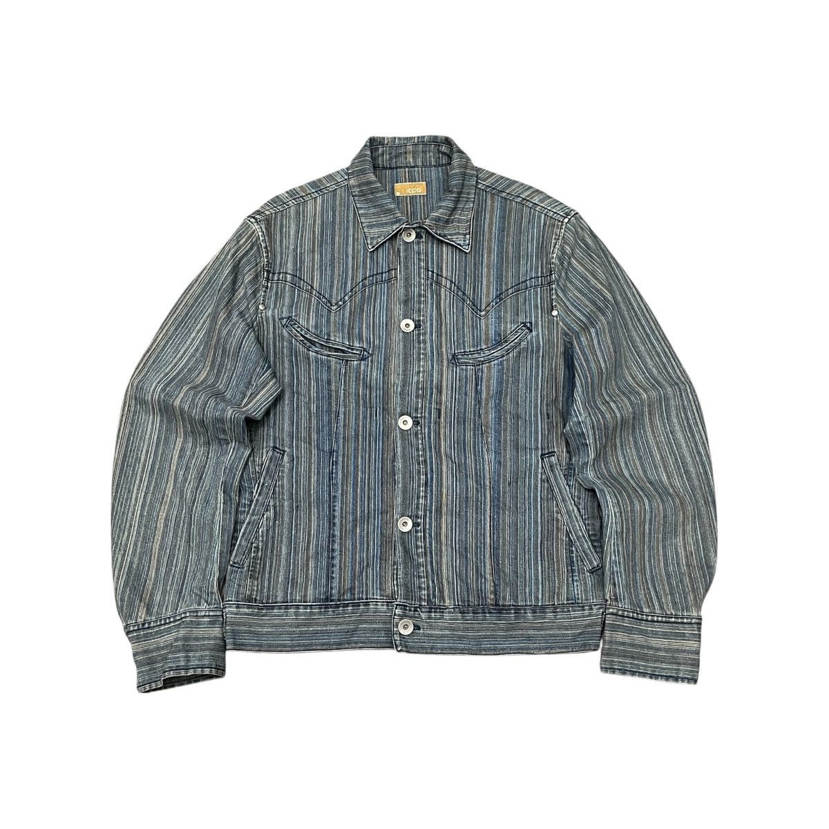 Japanese Brand IKKA - Bowling Striped Trucker Denim Jacket ifsix lgb style Size US M / EU 48-50 / 2 - 1 Thumbnail