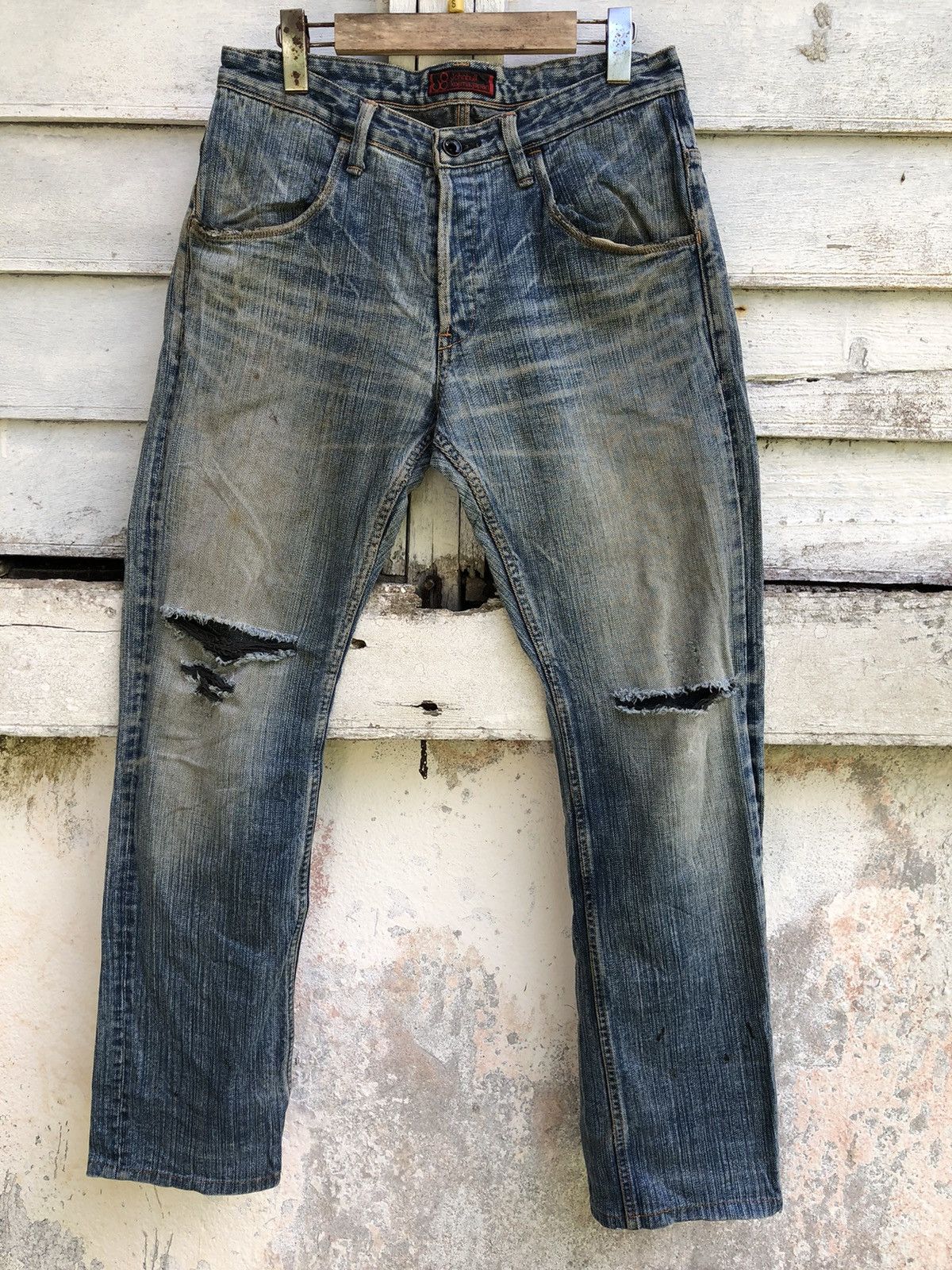 Johnbull × KOJIMA GENES Vintage John Bull Kojima Distressed Knee Ripped Jean Size US 31 - 3 Thumbnail
