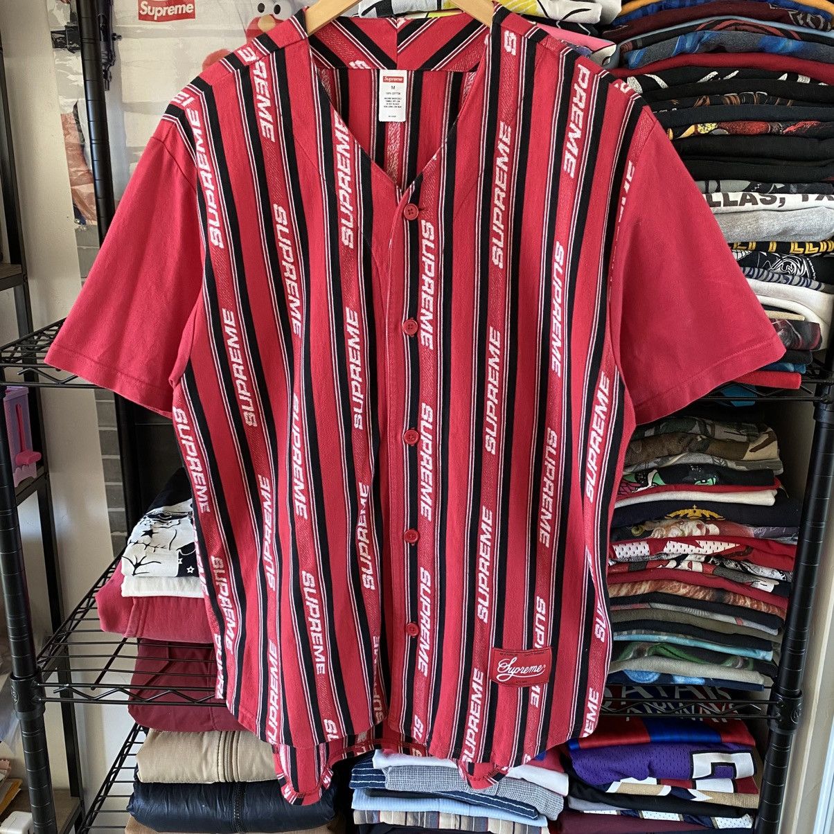 Supreme Supreme Jacquard Logo Baseball Jersey Red 2019 Size US M / EU 48-50 / 2 - 1 Thumbnail