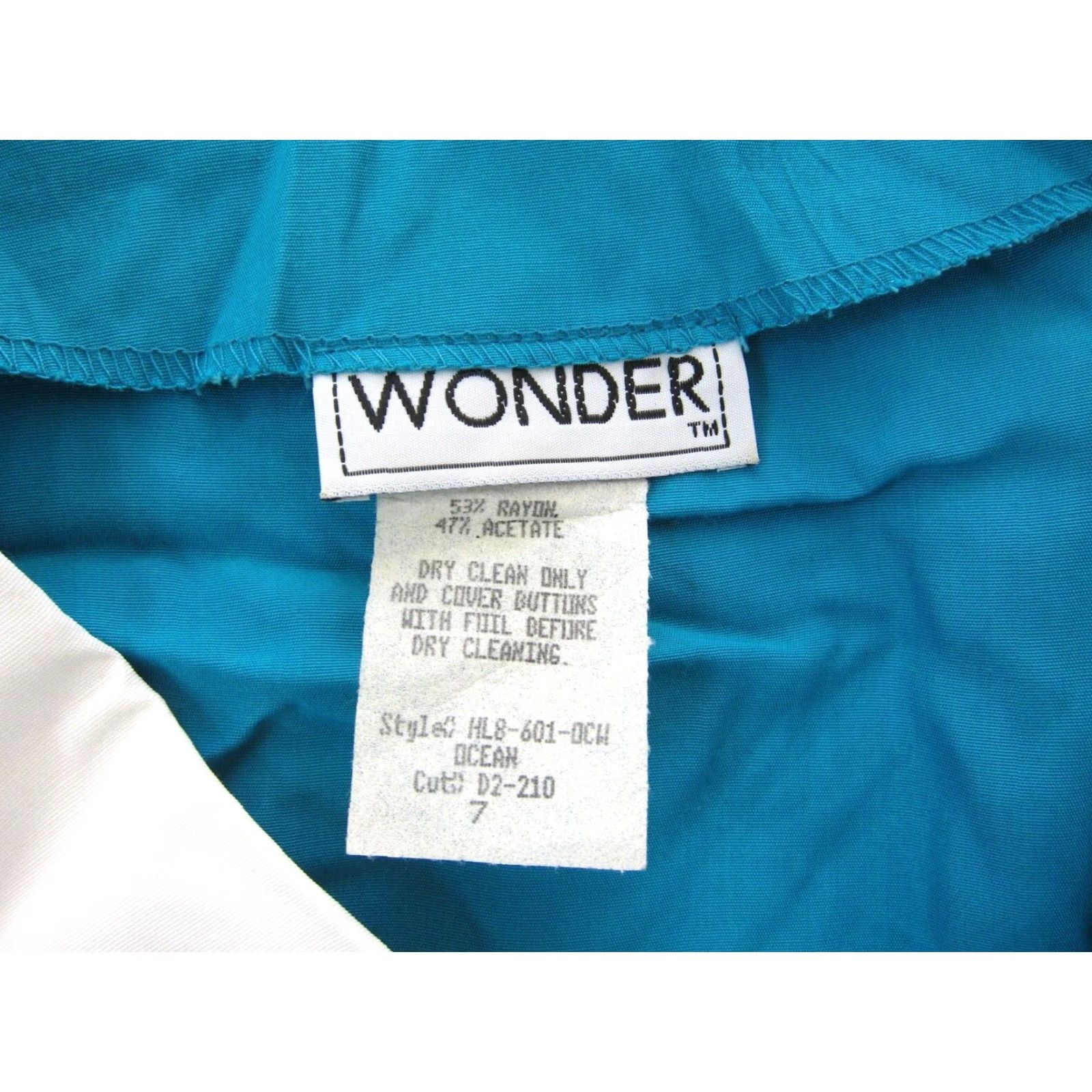 Vintage Vtg Wonder Rayon Blue Lace Collar Short Sleeve Button Down Secretary Dress 7/M Size 32" / US 10 / IT 46 - 4 Thumbnail