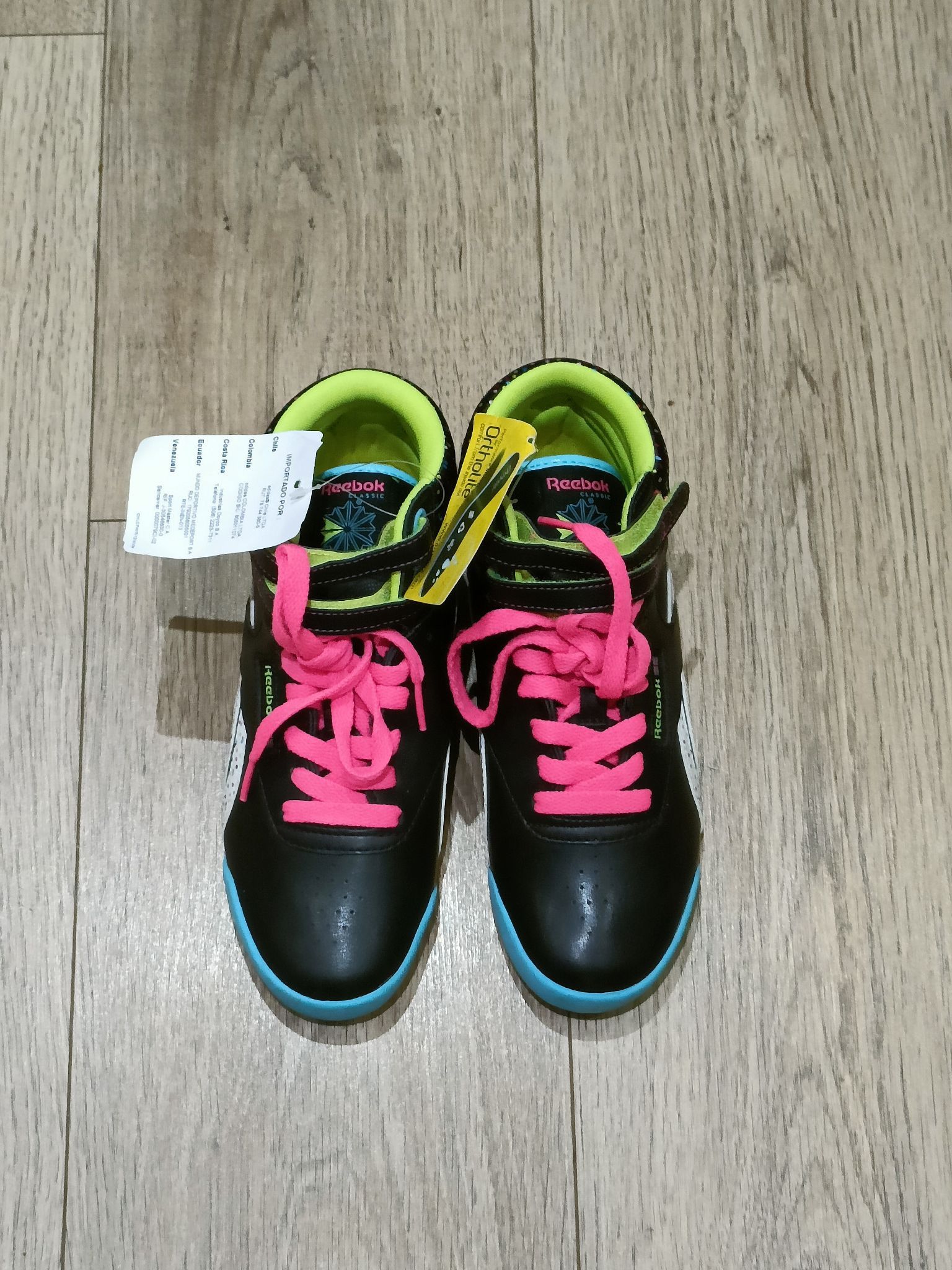 Reebok Reebok Sneakers Girls 3 Black Pink Teal High Top Polka Dot Size 3XL / US 20-22 - 1 Thumbnail