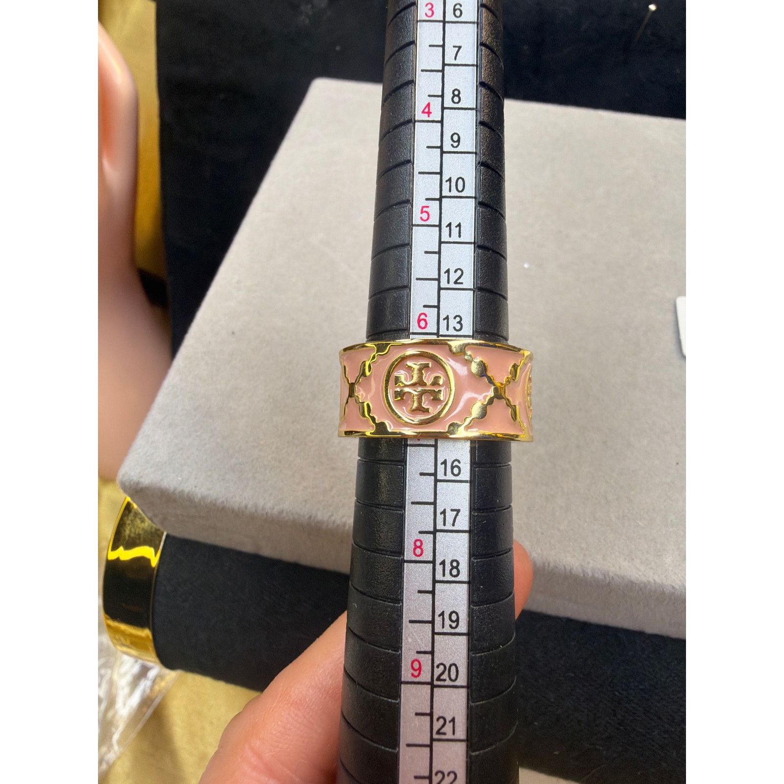Tory Burch Tory Burch T Monogram Enamel Ring Brown Enamel Sz 7 Signed Size ONE SIZE - 4 Thumbnail