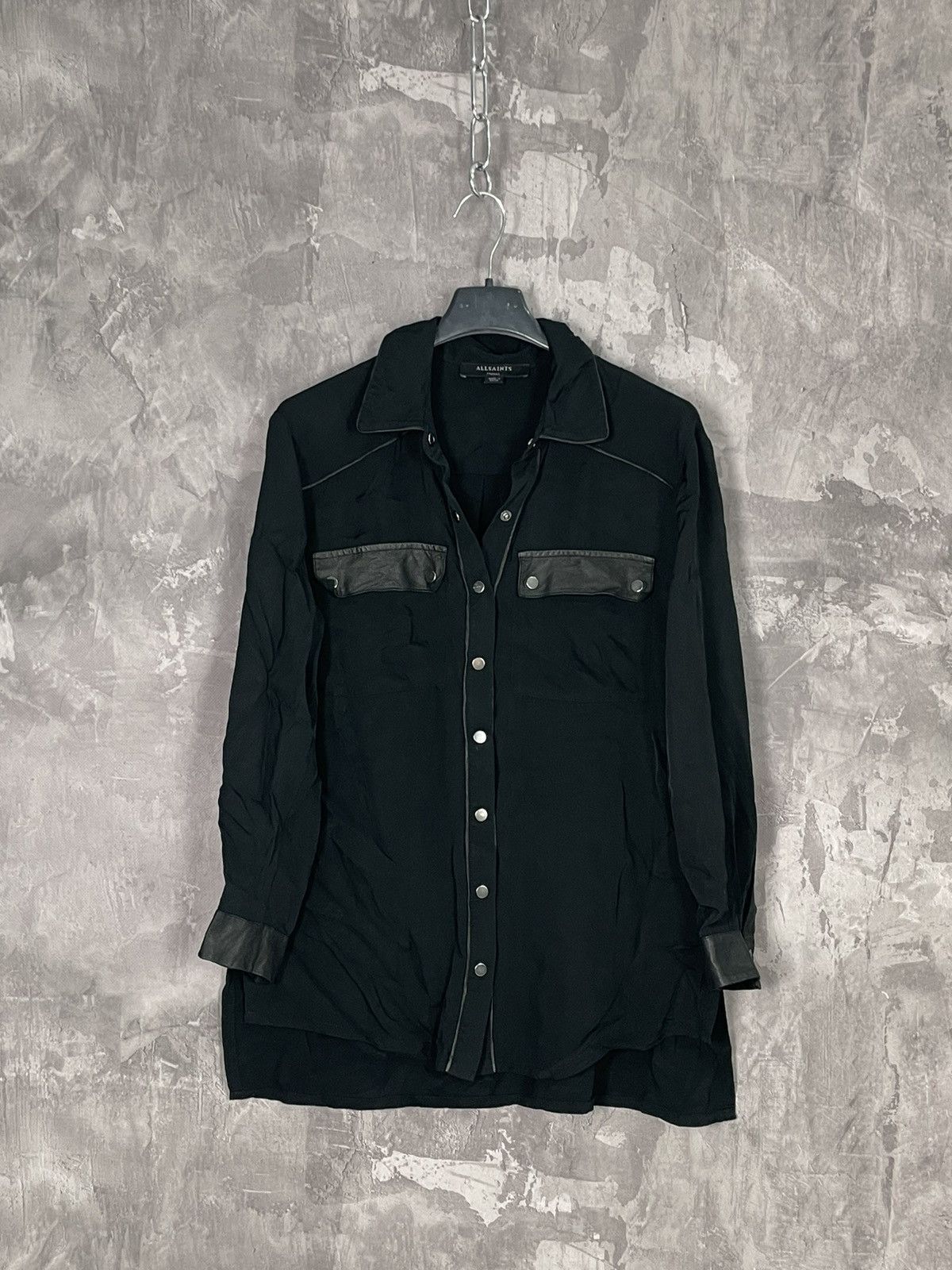 Allsaints × Japanese Brand Allsaints Y2K Avant Garde Black Archive Button Up Shirt Size S / US 4 / IT 40 - 1 Thumbnail
