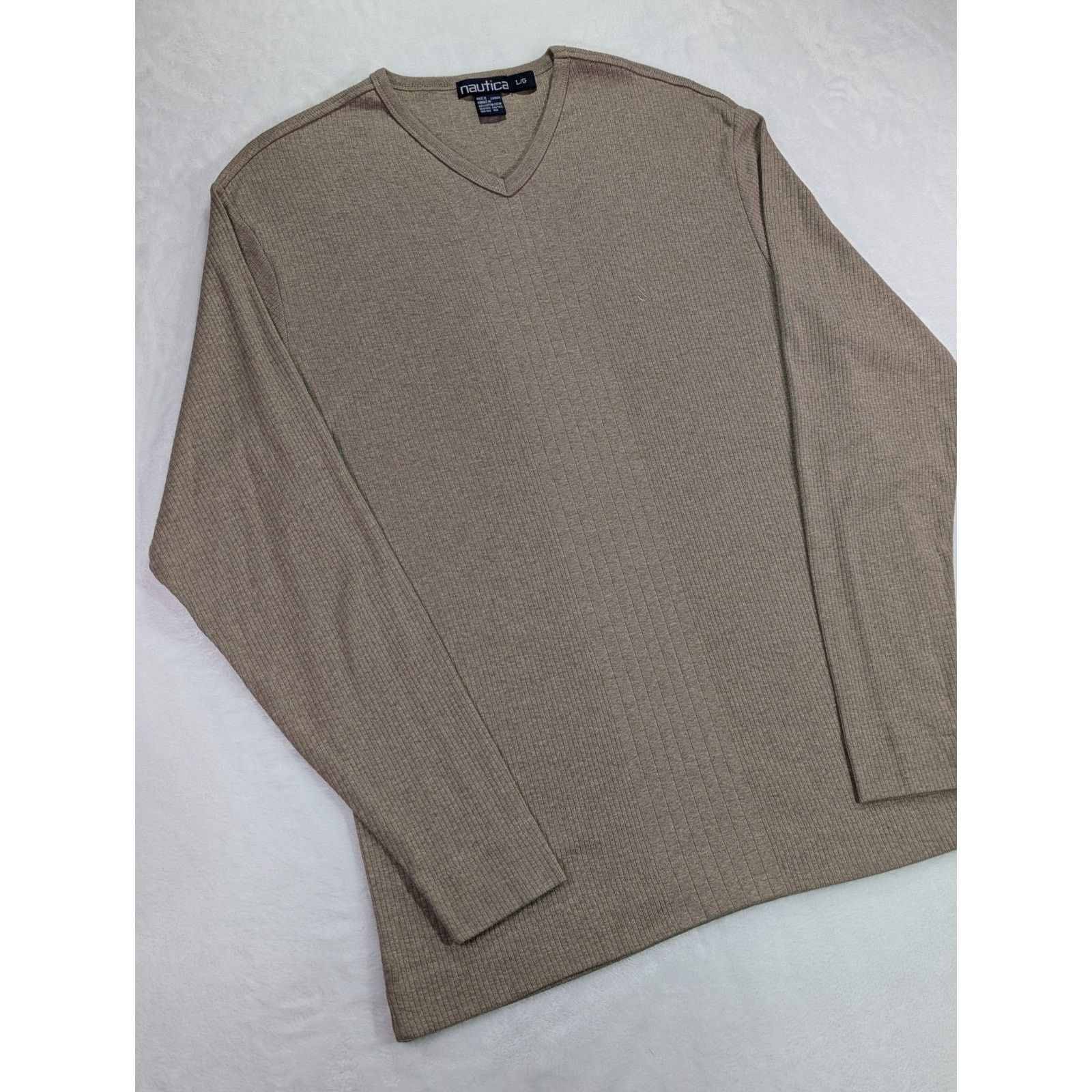 Nautica Large Tan Navtech Performance Classic-Fit Soft VNeck Sweater Size US L / EU 52-54 / 3 - 2 Thumbnail