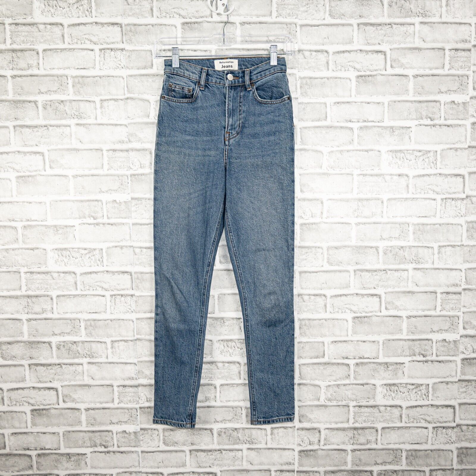 Reformation REFORMATION High Rise Skinny Cropped Jeans in Blue Size 24" / US 00 / IT 34 - 5 Thumbnail