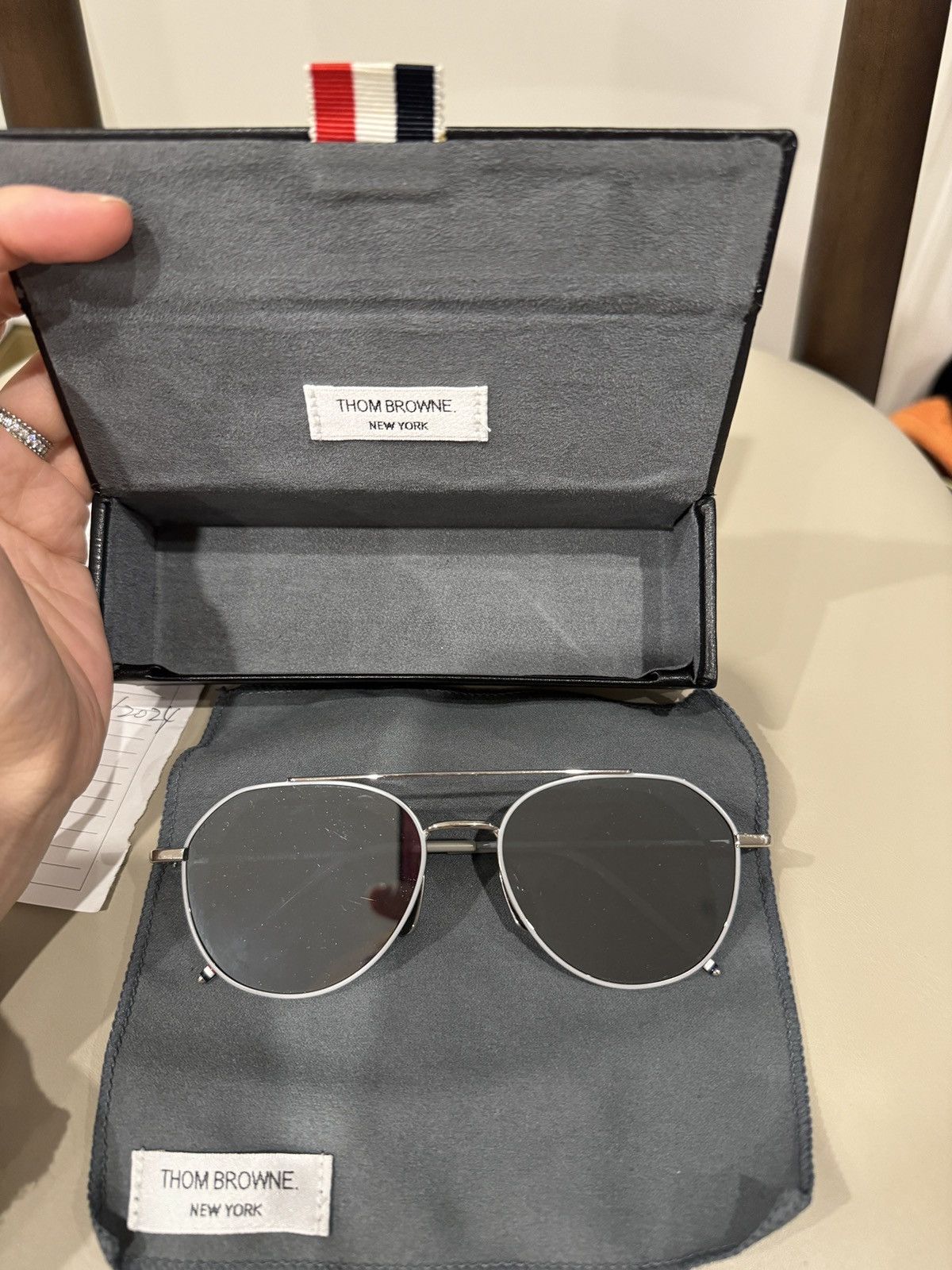Thom Browne Grey Silver AVIATOR SUNGLASSES tb105 Size ONE SIZE - 2 Thumbnail
