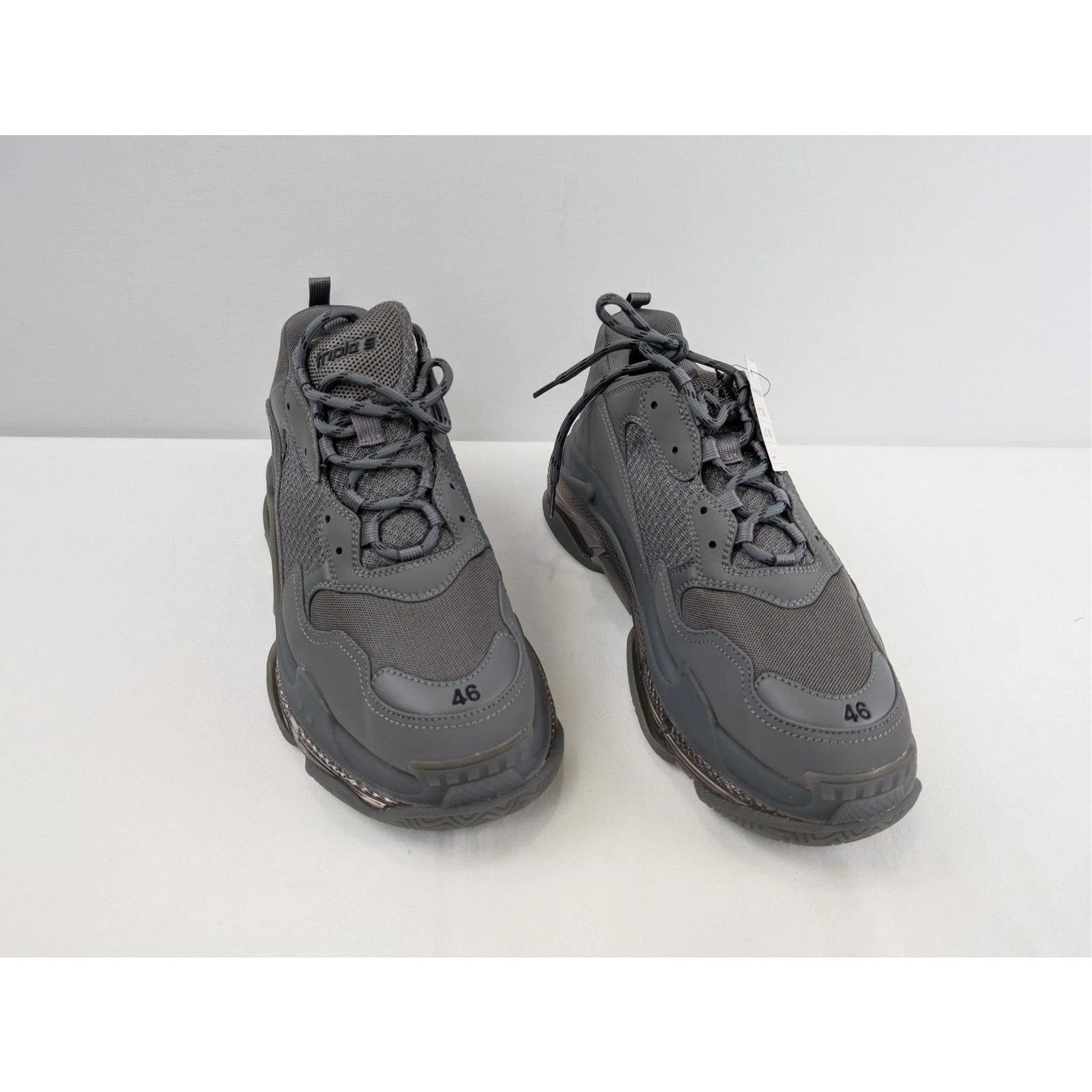 Balenciaga o1rshd1 Clear Sole Leather Free Triple S Sneakers Dark Grey Size US 12 / EU 45 - 8 Thumbnail