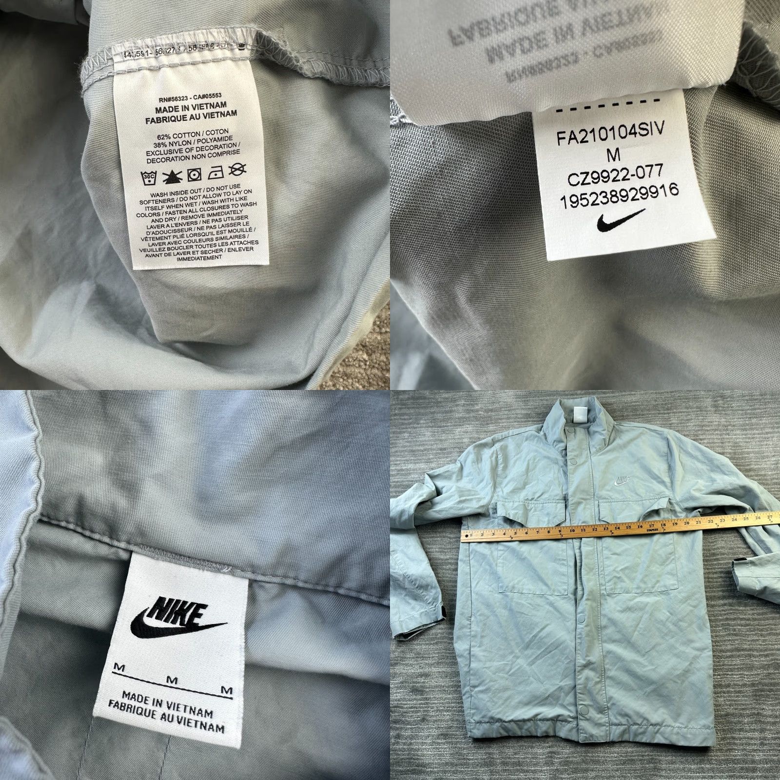 Nike Nike Jacket Mens Medium Gray Full Zip M65 Military Cargo Utility Windbreaker Regular Size US M / EU 48-50 / 2 - 8 Thumbnail