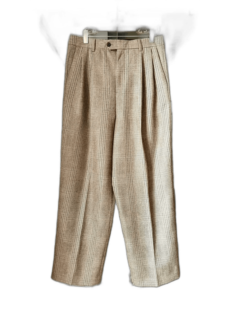 Celine Celine 23ss khaki check wide-leg pants Size US 44 / EU 60 - 1 Thumbnail
