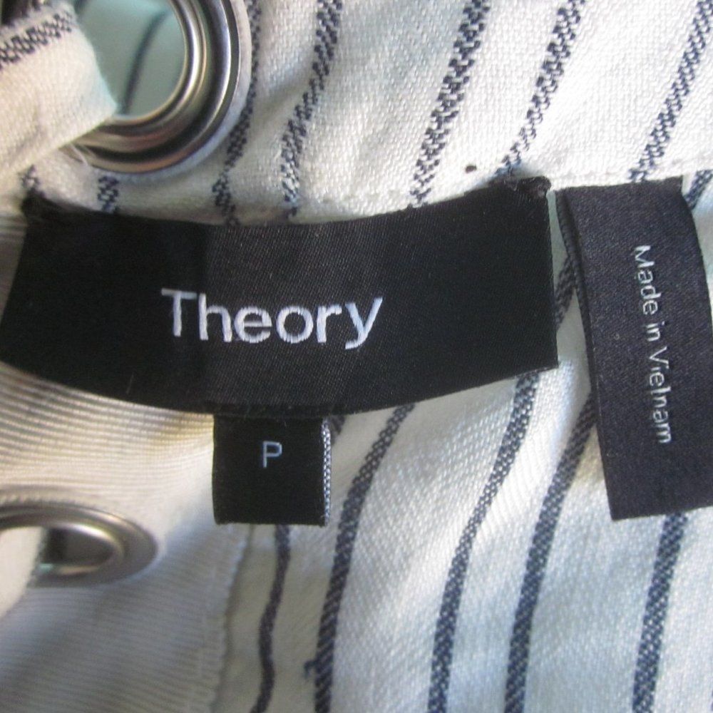 Theory Theory Womens Striped Lace Up Back Linen Tank Size Petite Small Size XS / US 0-2 / IT 36-38 - 3 Thumbnail
