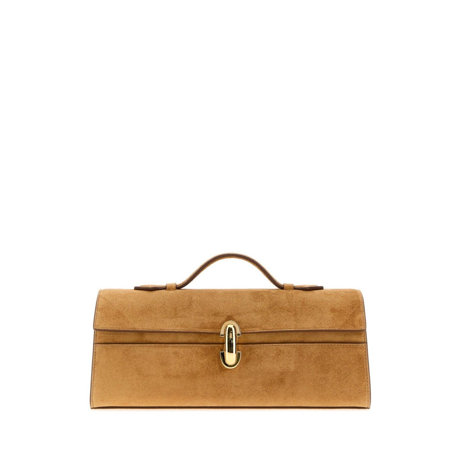 Savette Camel Suede Slim Symmetry Top Handle Bag New & Authe, Women's