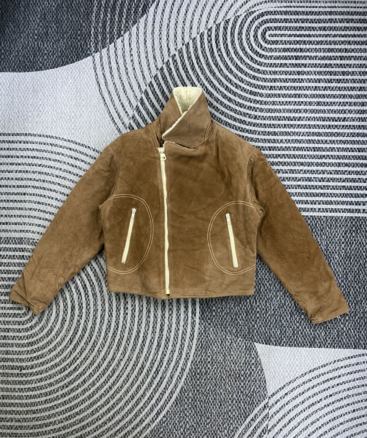 Japanese Brand Vintage Dep’t Double Collar Sherpa Brown Cropped Jacket Size US M / EU 48-50 / 2 - 6 Thumbnail