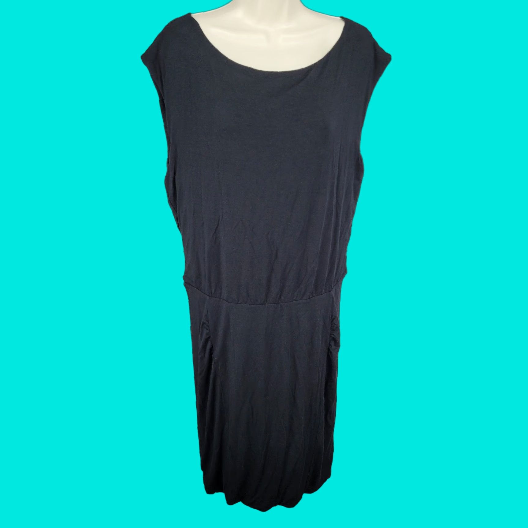 Athleta Athleta Dress Adult Size L Wool Blend Knit Short Sleeve Ruched Black - Womens Size L / US 10 / IT 46 - 1 Thumbnail
