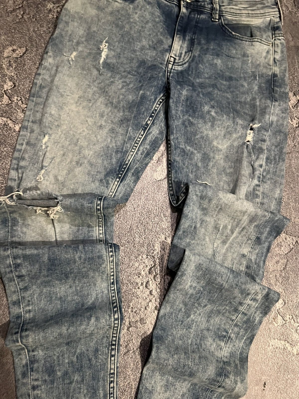 Japanese Brand Slim Relaxed Skinny Shredded Jean Glamour Number Nine Style Size US 31 - 4 Thumbnail