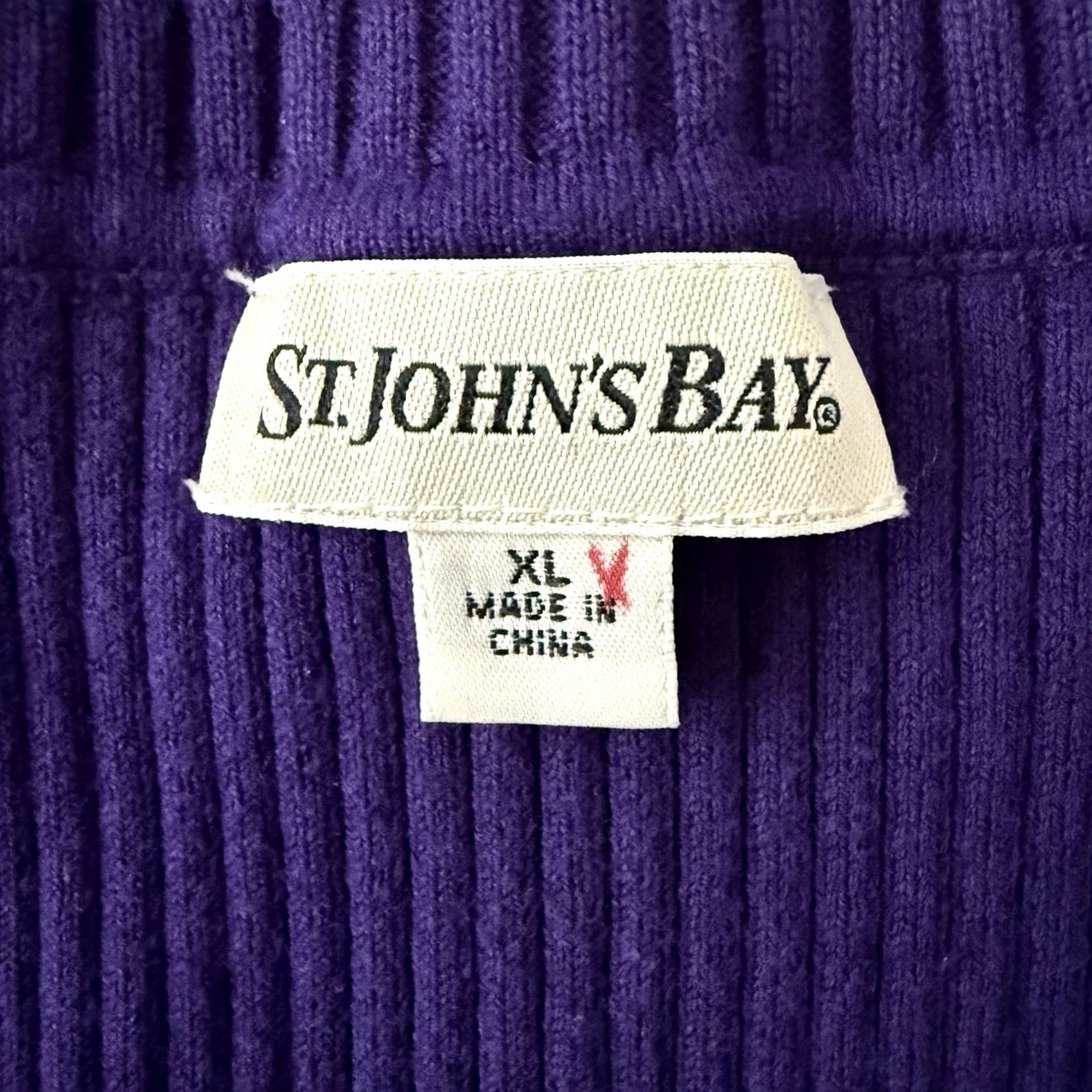 Vintage St. John's Bay Ribbed V-Neck Sweater Womens XL Purple Cotton Nylon Pullover NEW Size XL / US 12-14 / IT 48-50 - 2 Thumbnail