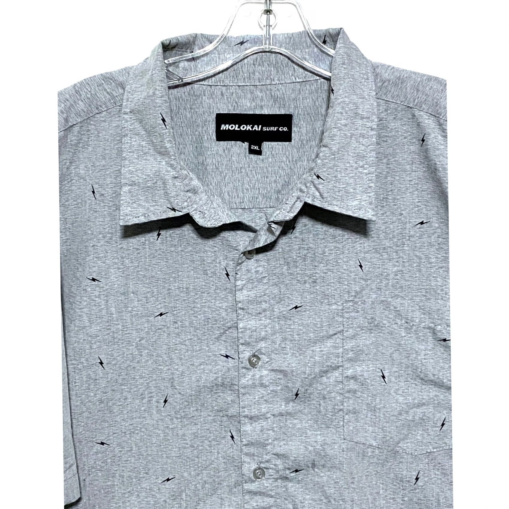 CO Molokai Surf Co Lightning Bolt AOP Pocket Button Shirt Mens 2XL Gray Black Y2K Size US XXL / EU 58 / 5 - 3 Thumbnail