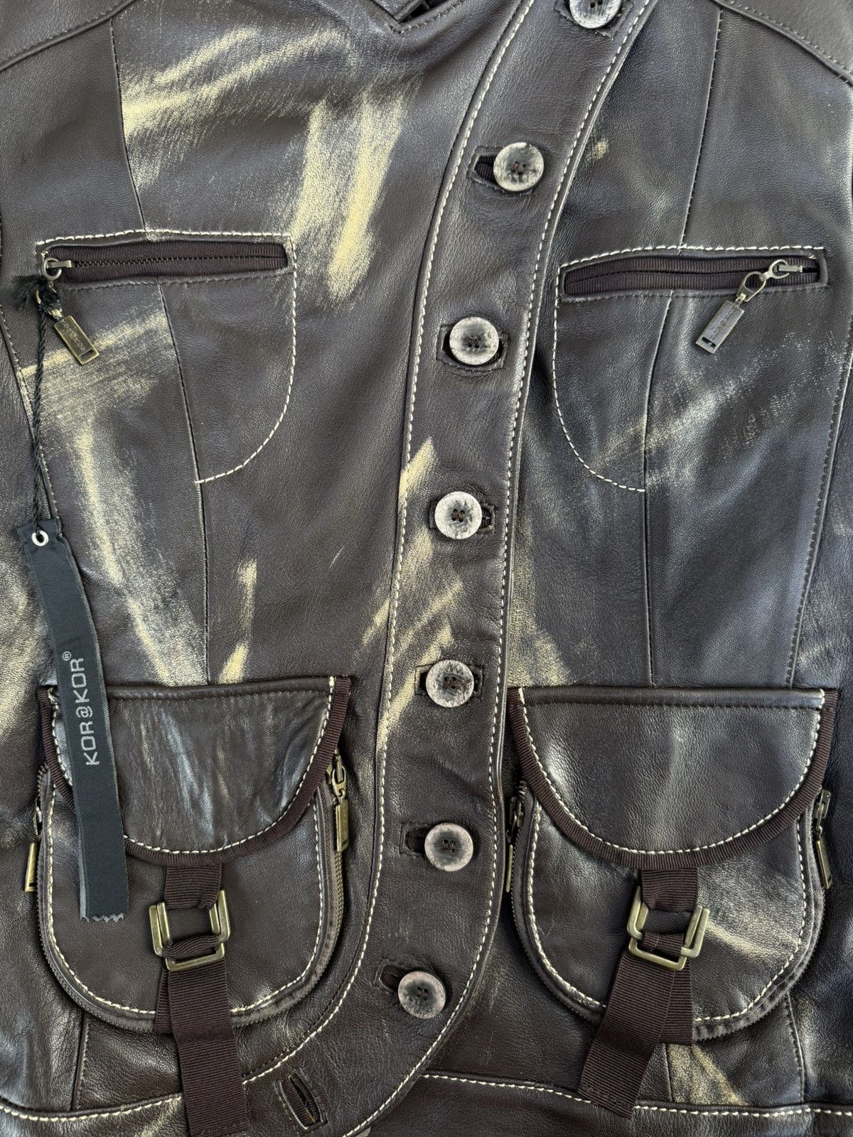 Other Kor@kor Italy Asymmetrical Leather Jacket Size M / US 6-8 / IT 42-44 - 8 Thumbnail